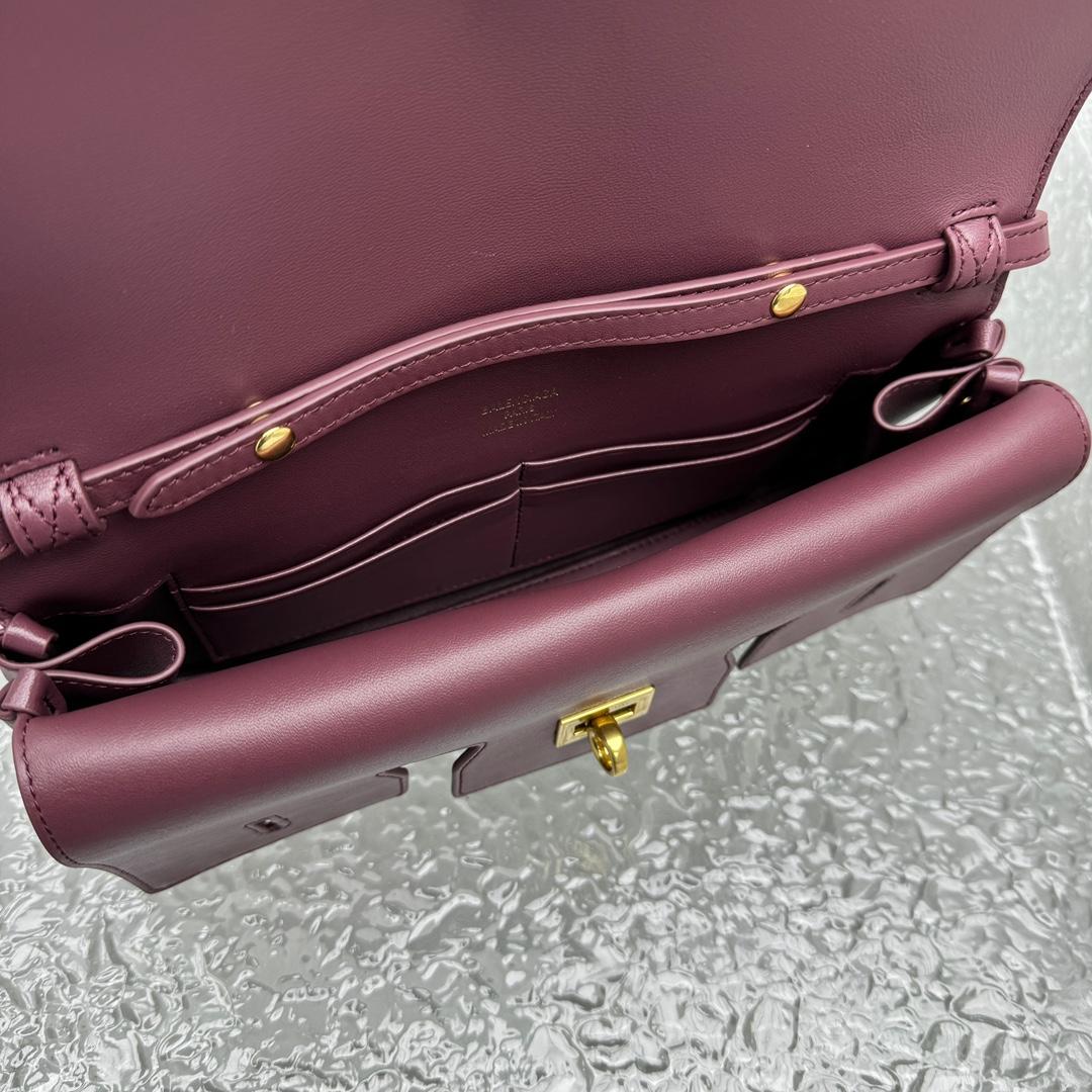 Balenciaga Bel Air Clutch On Strap Small In Dark Burgundy - DesignerGu