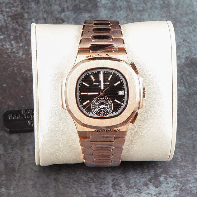 Patek Philipps Sa Rose Gold Watch with Black Dial - 