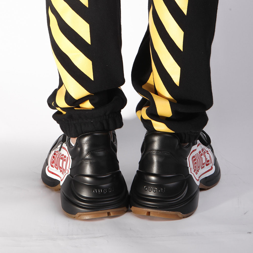 Gucci Rhyton Print Leather Sneaker(Black) - 