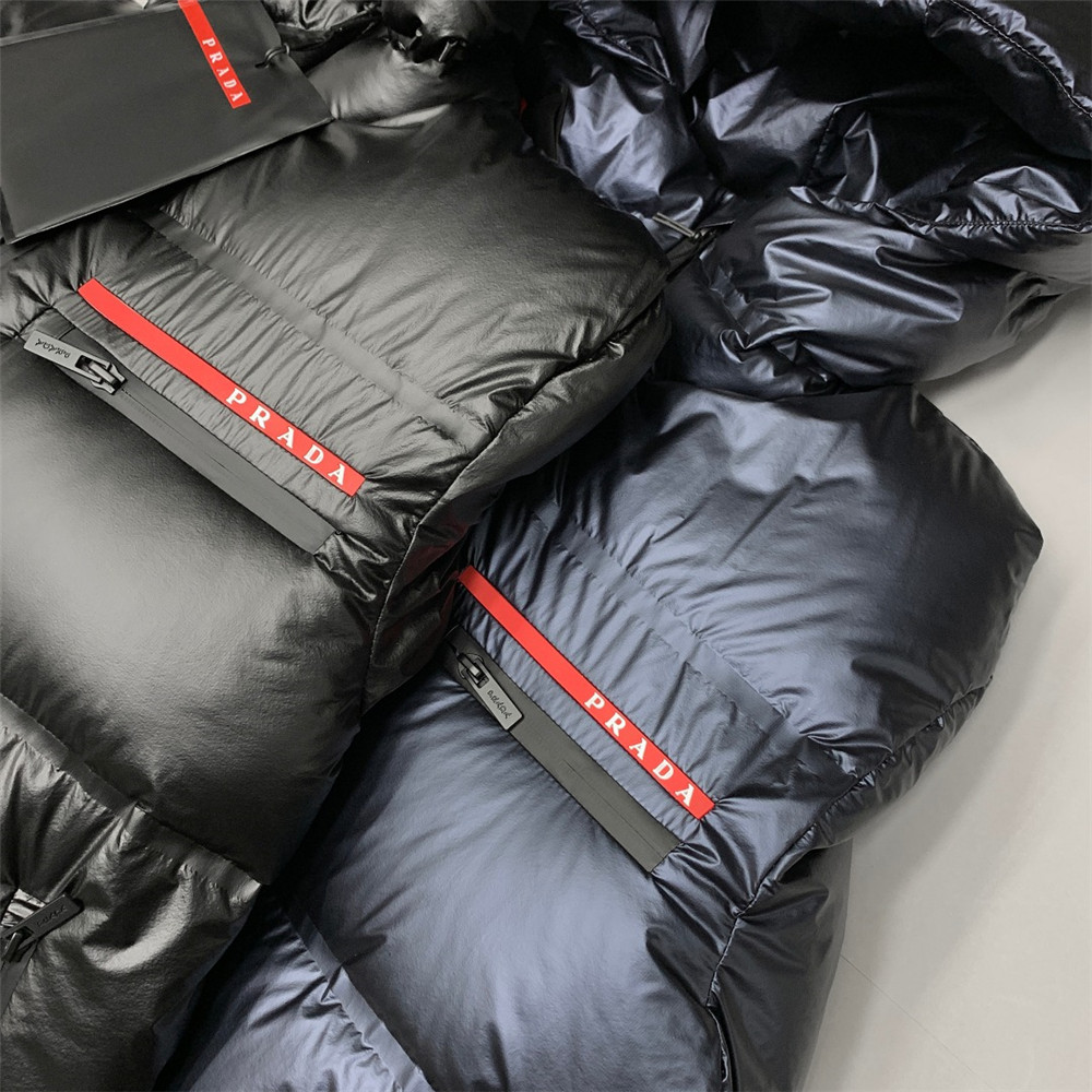 Prada Logo Print Zipper Down Jacket(Inseparable Hat) - 