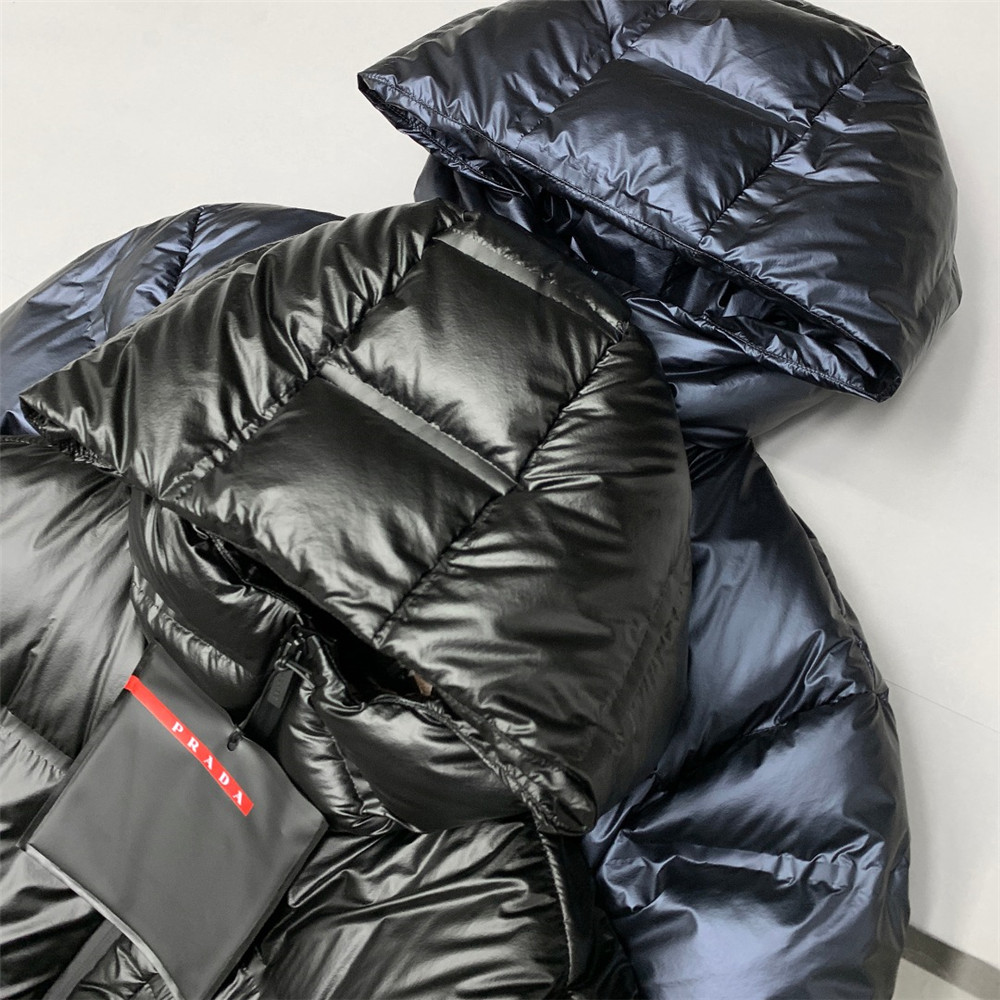 Prada Logo Print Zipper Down Jacket(Inseparable Hat) - 