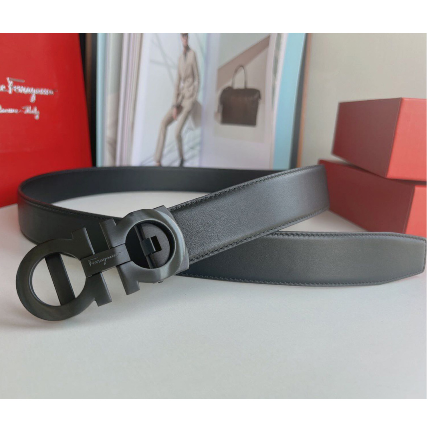 Ferragamo Black Leather Belt - 