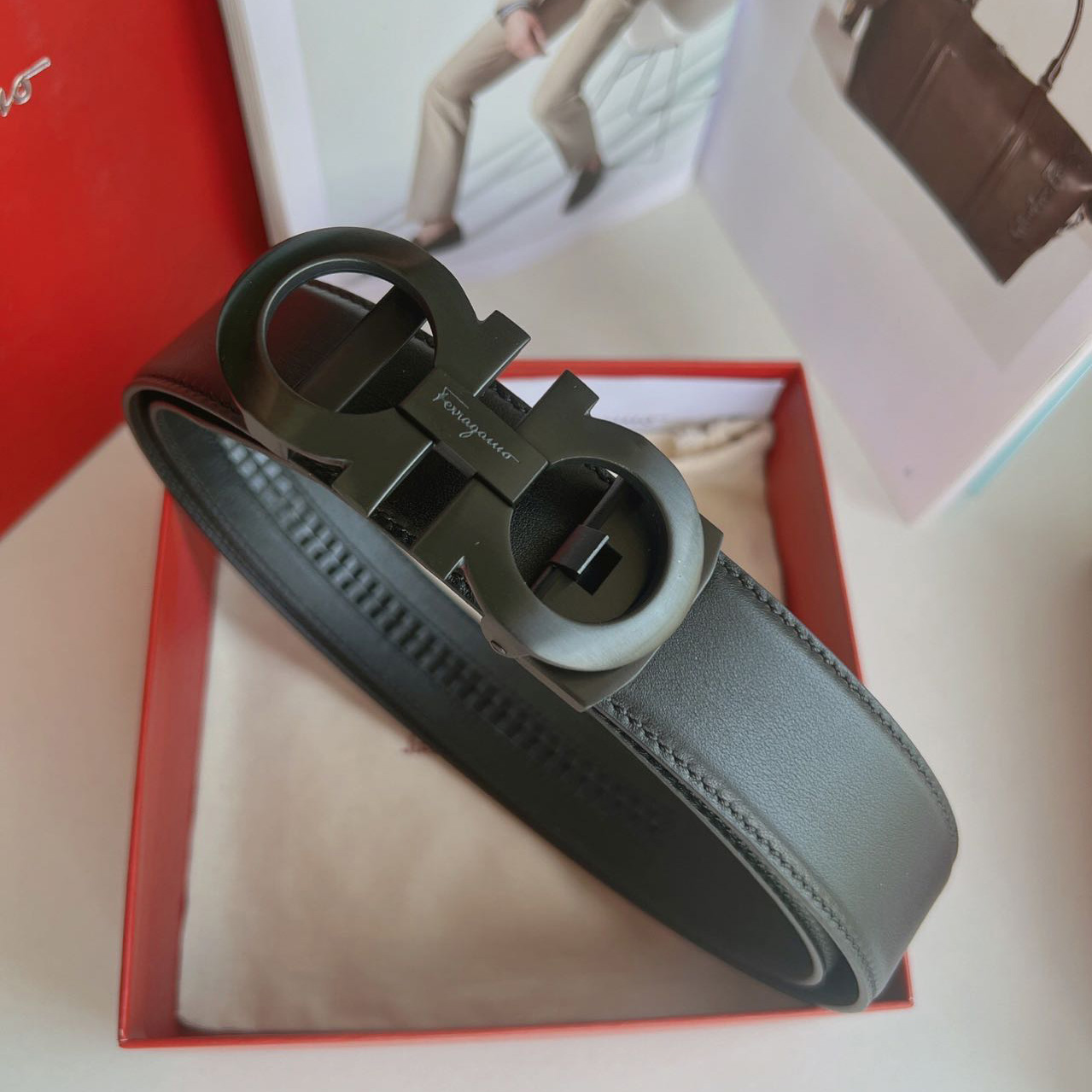 Ferragamo Black Leather Belt - 