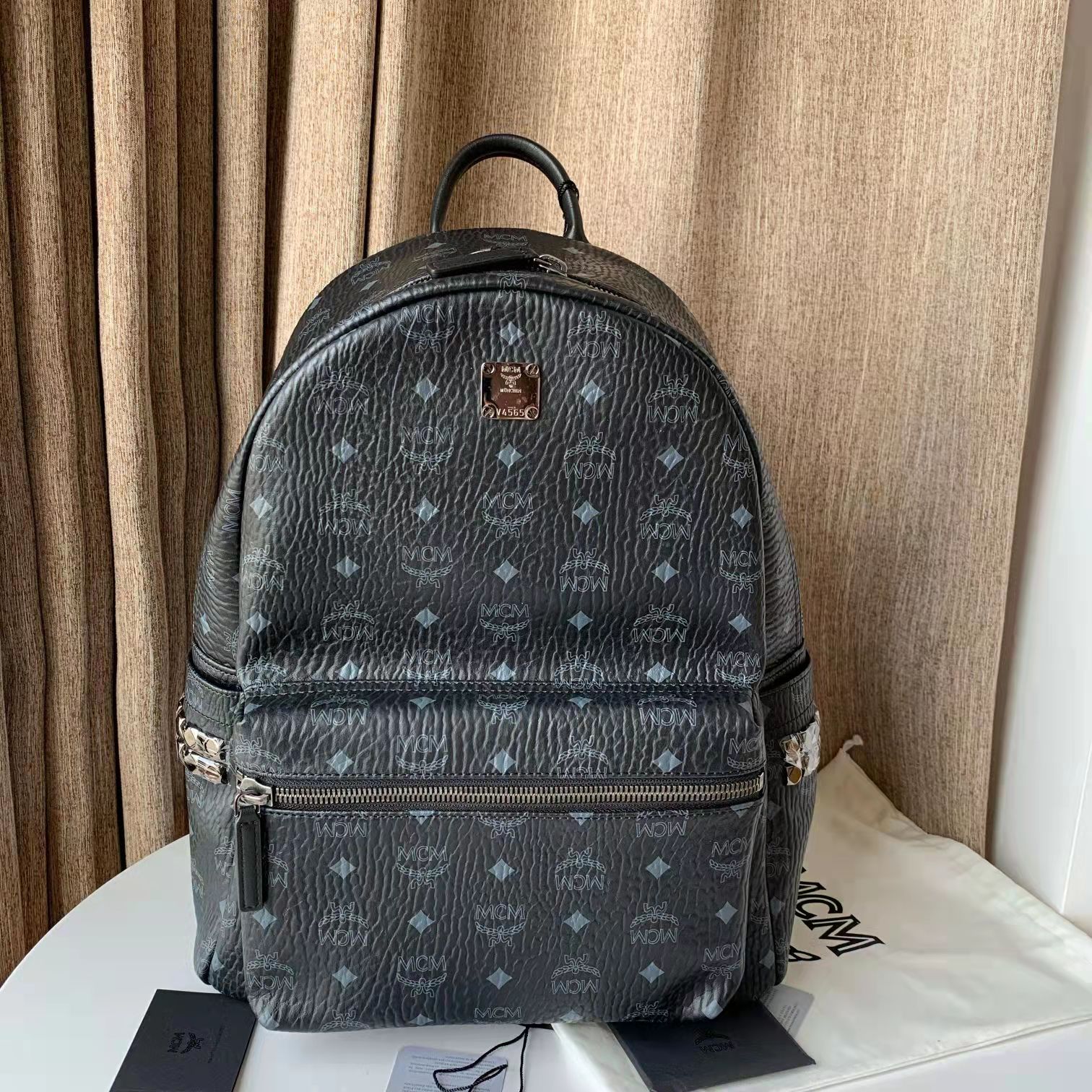 MCM Leather Black Backpack（41-33-15cm） - DesignerGu