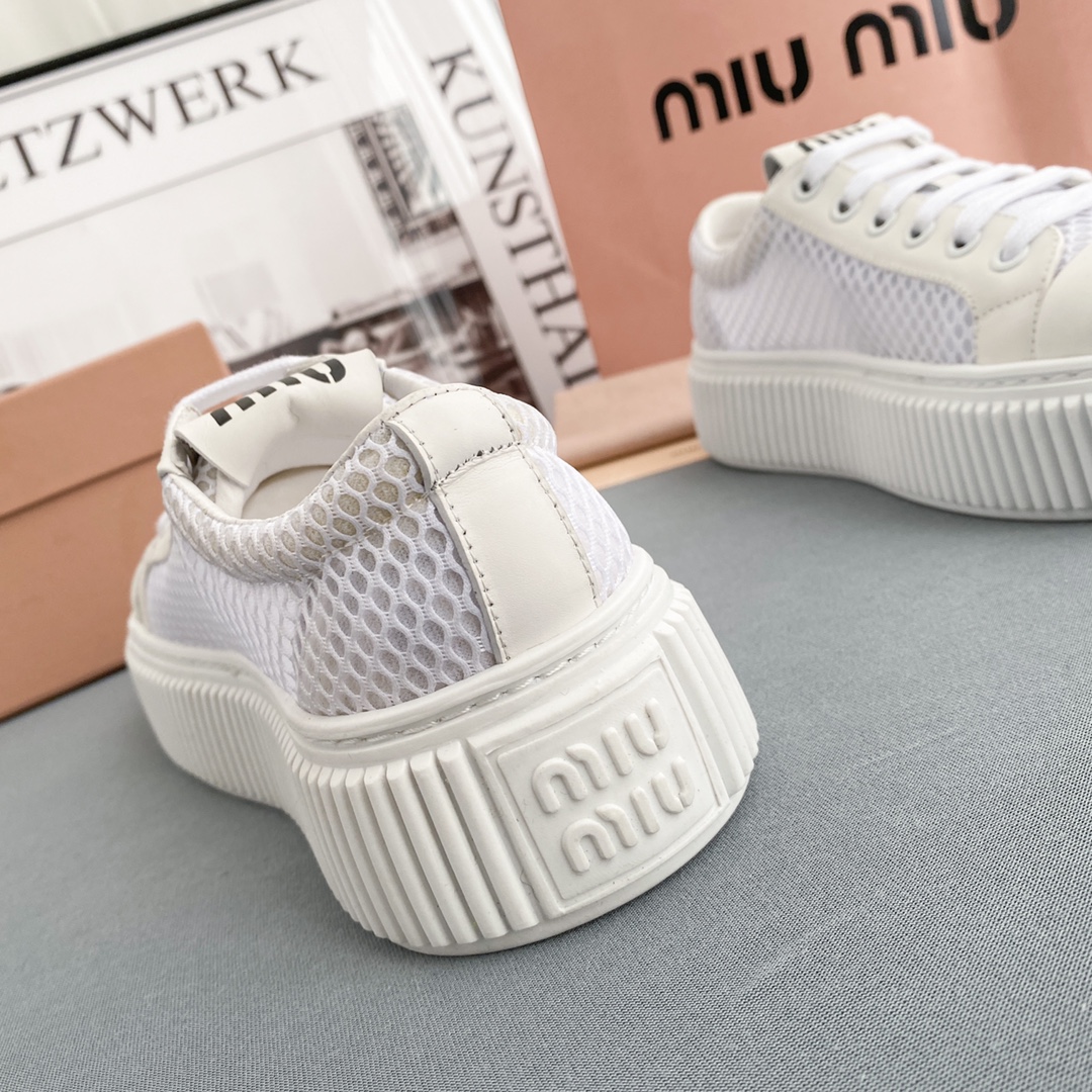 Miu Miu Mesh Flatform Sneakers - DesignerGu
