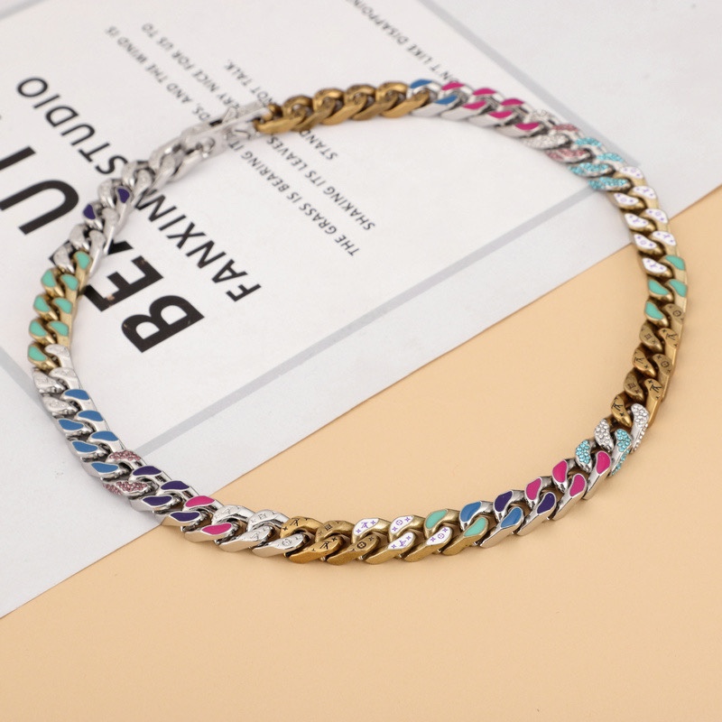 Louis Vuitton Chain Links Patches Necklace MP2682   50cm    - DesignerGu