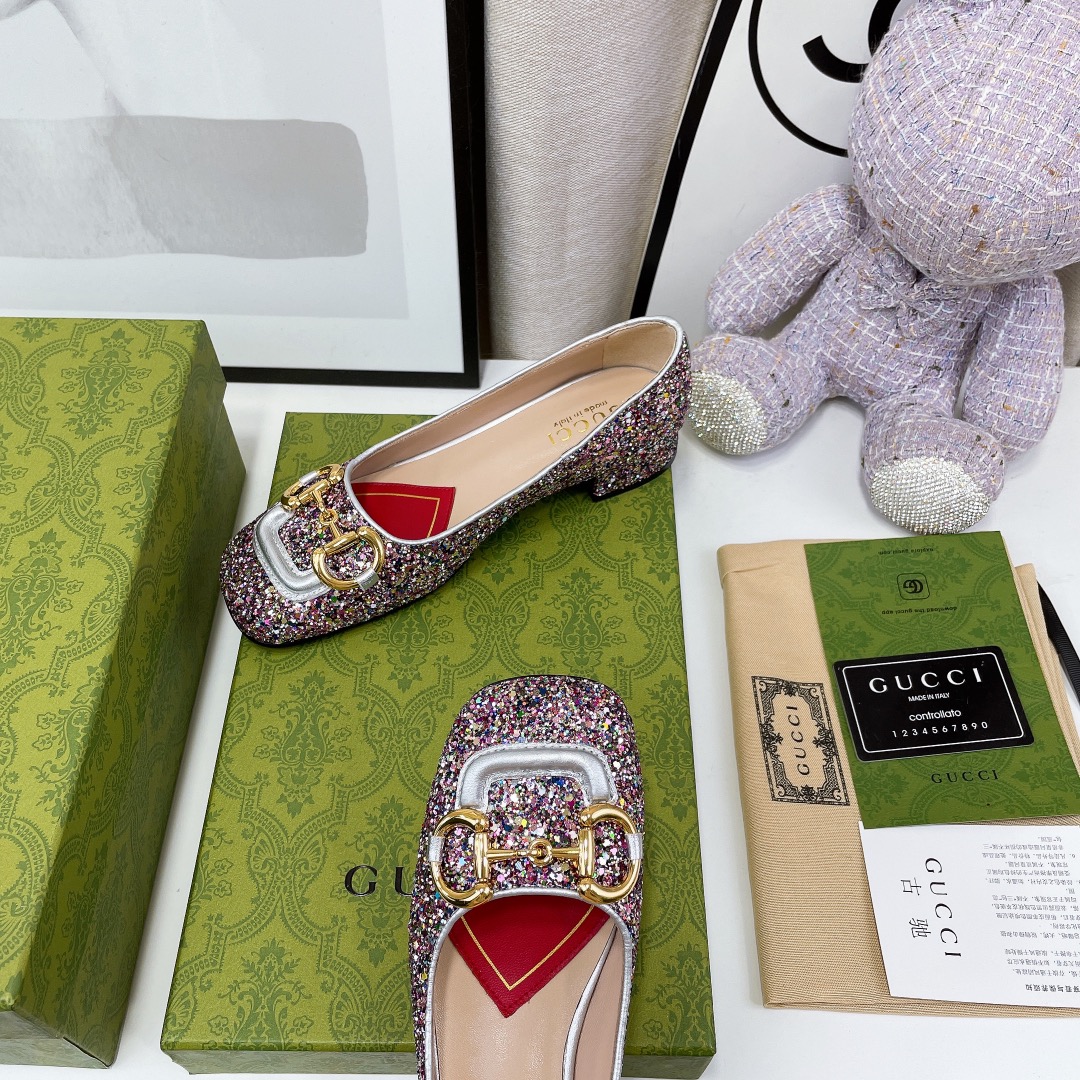 Gucci Lovelight Crystal Ballet Flat With Horsebit - DesignerGu