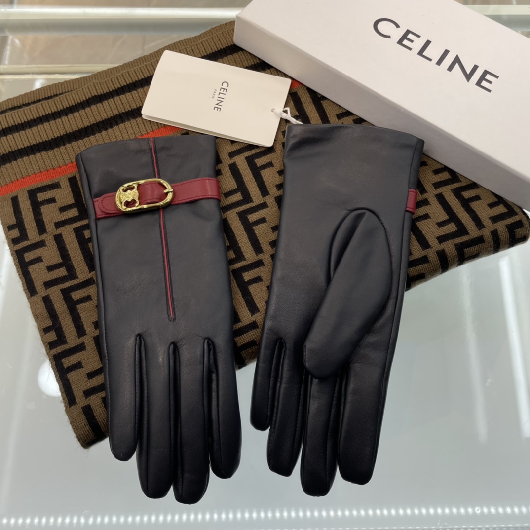 Celine Leather Gloves - DesignerGu