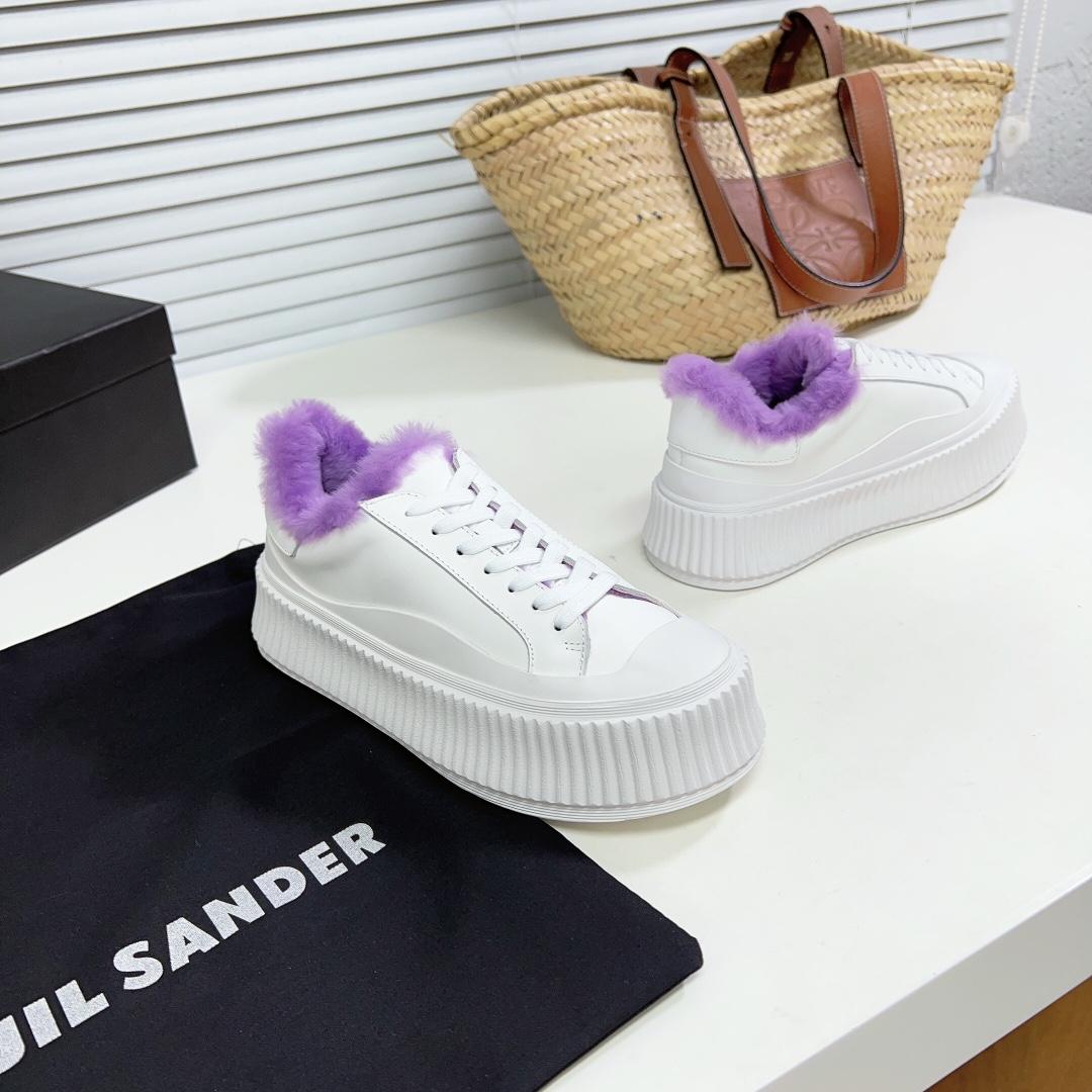 JIl Sander Leather Sneakers With Vulcanized Rubber Sole - DesignerGu