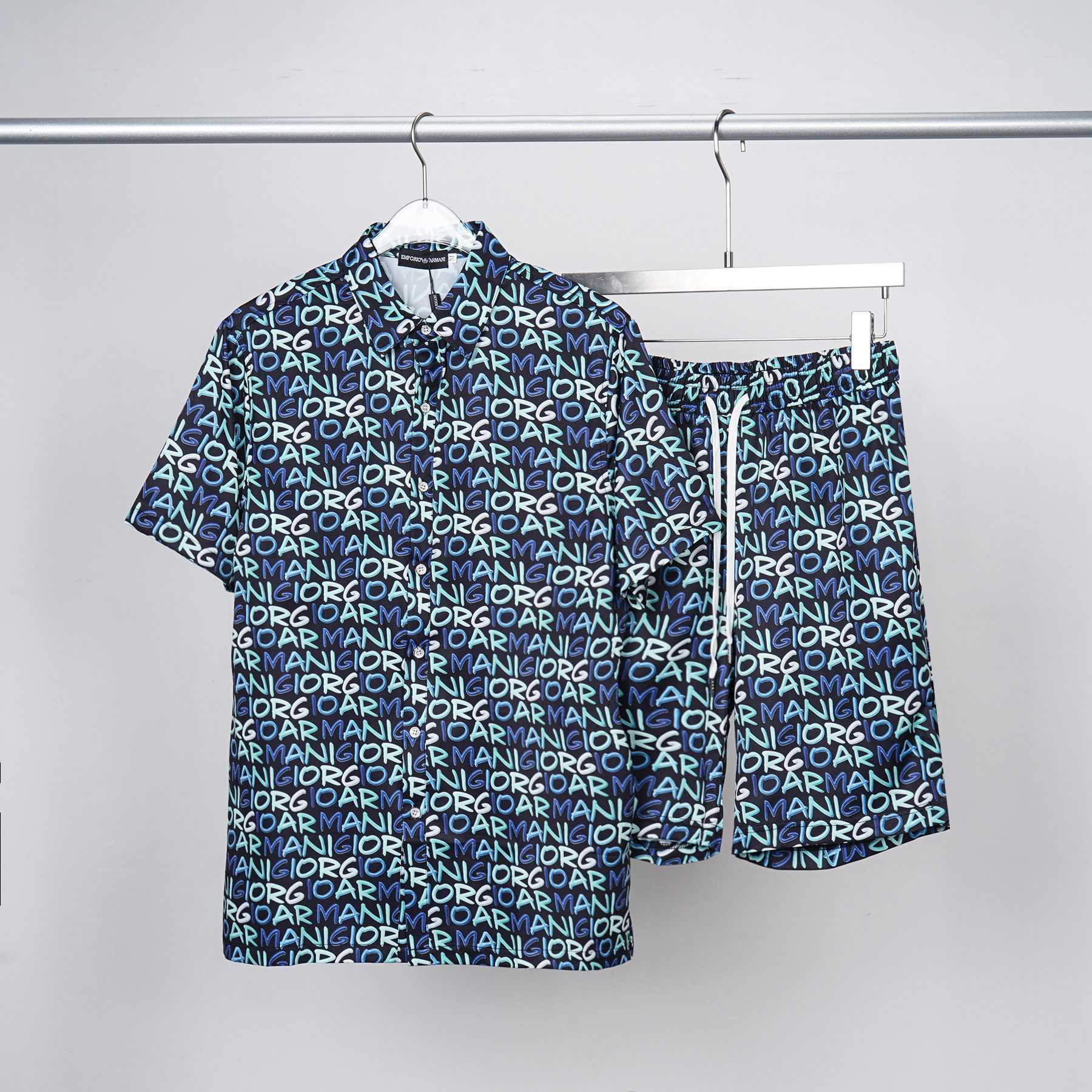 Armani Short-Sleeve Cotton Poplin Shirt & Shorts - DesignerGu