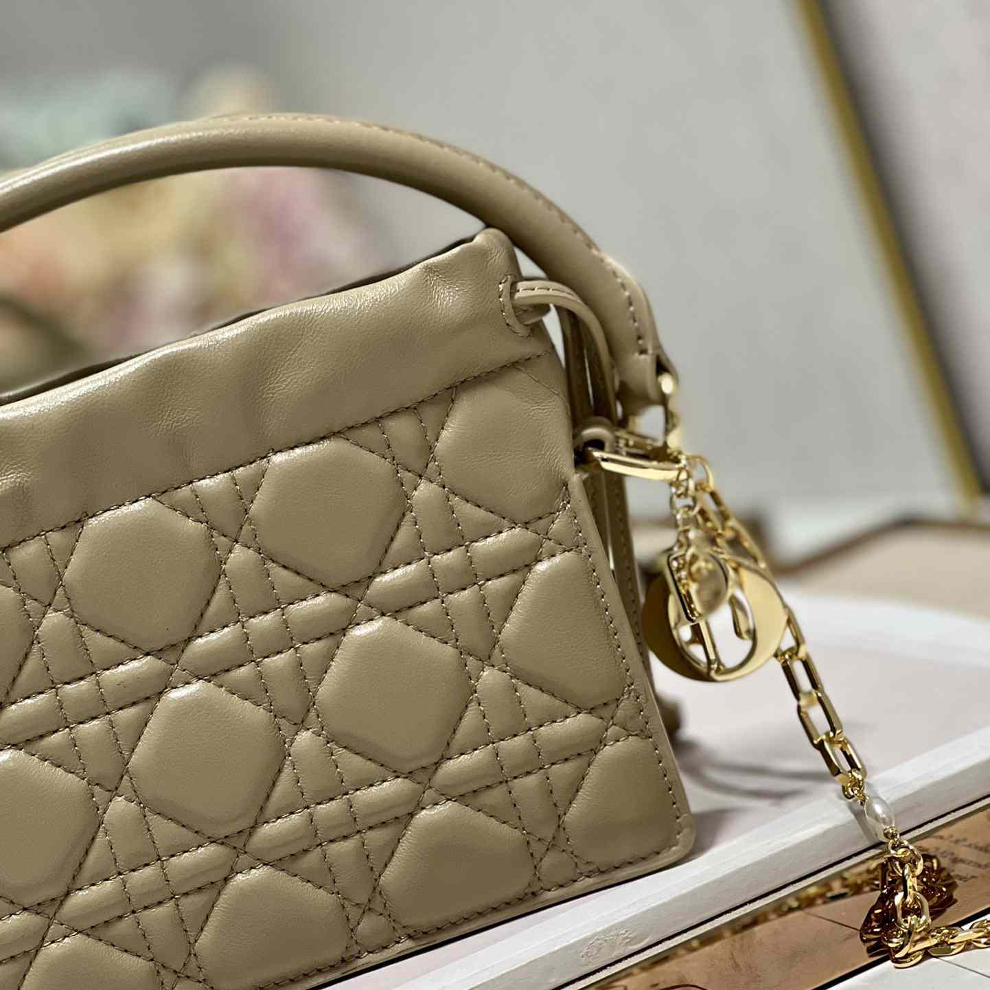 Dior Lady Dior Top Handle Drawstring Mini Bag - 