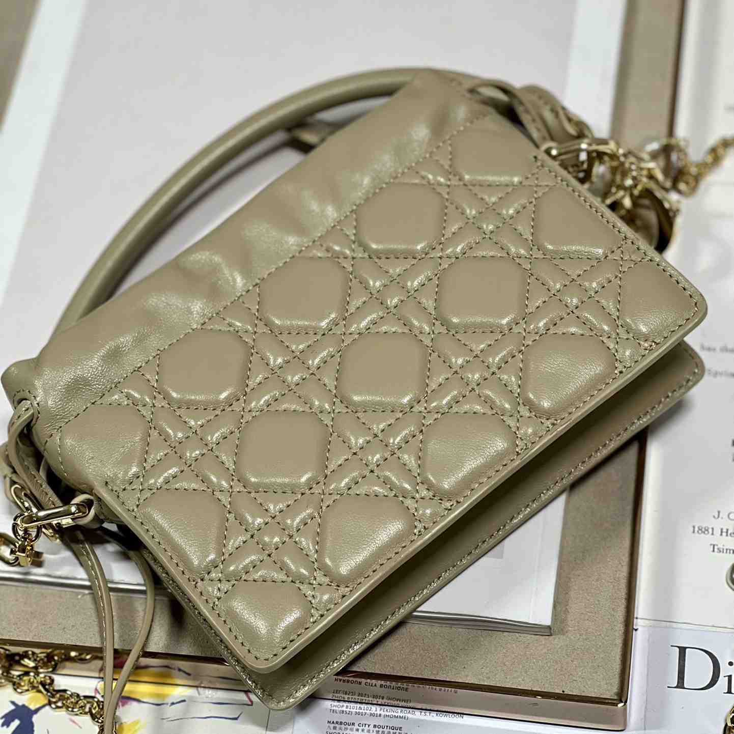 Dior Lady Dior Top Handle Drawstring Mini Bag - 