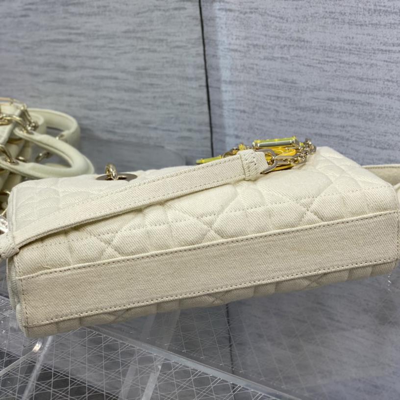 Dior Denim Macrocannage Lady D-Joy Yellow(26*6*14cm) - 