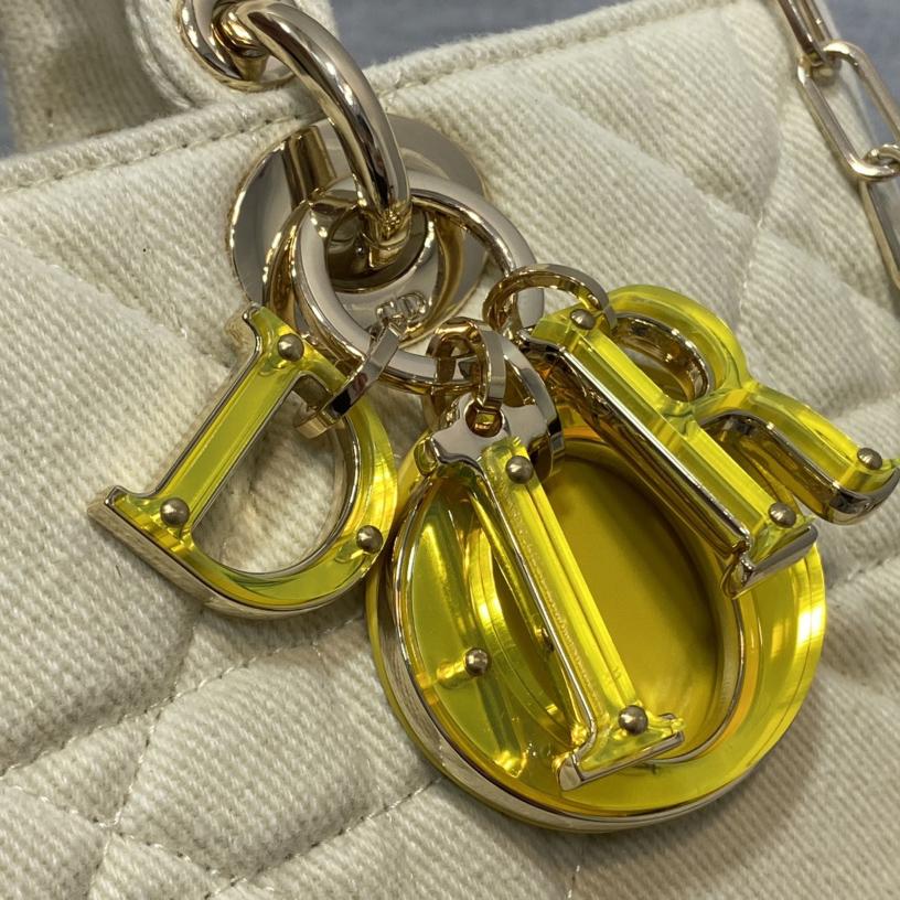 Dior Denim Macrocannage Lady D-Joy Yellow(26*6*14cm) - 