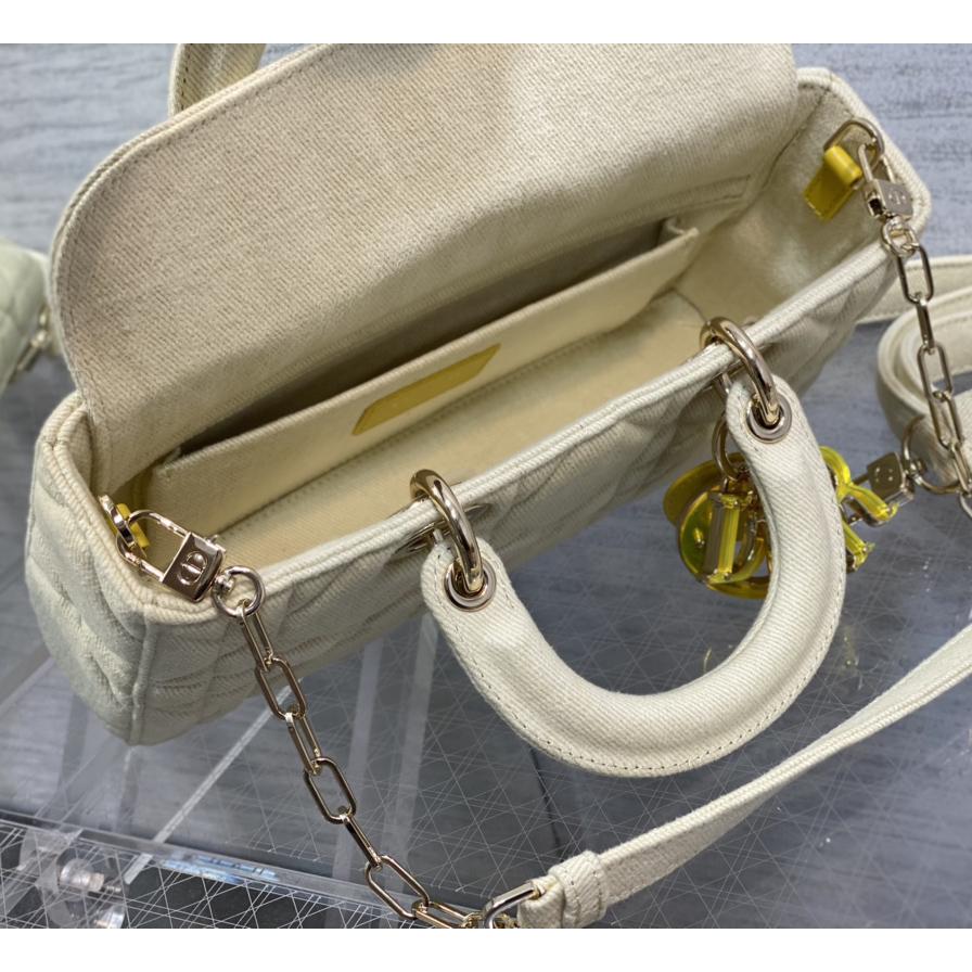 Dior Denim Macrocannage Lady D-Joy Yellow(26*6*14cm) - 