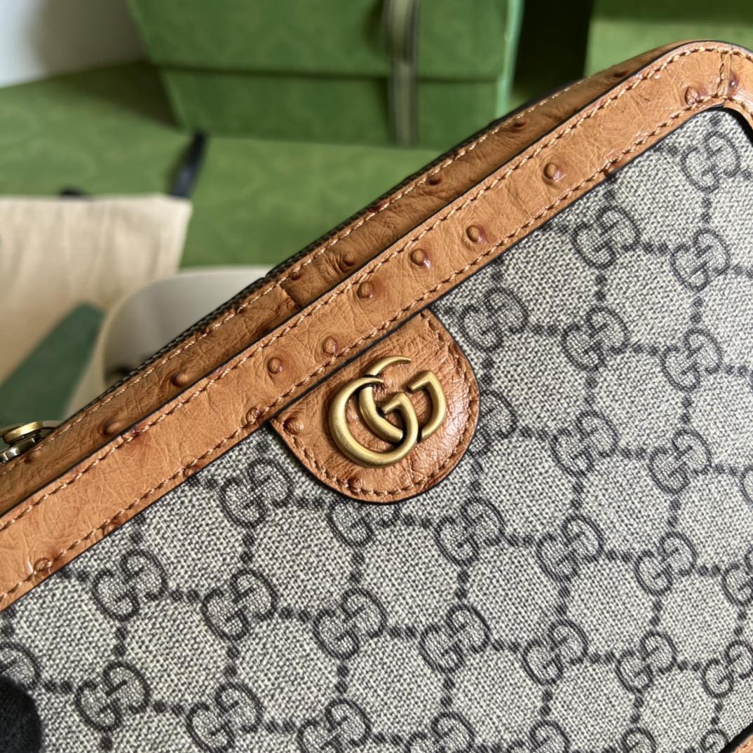 Gucci Python Trim Shoulder Bag With Double G (23.5x 16x 4.5cm) - 