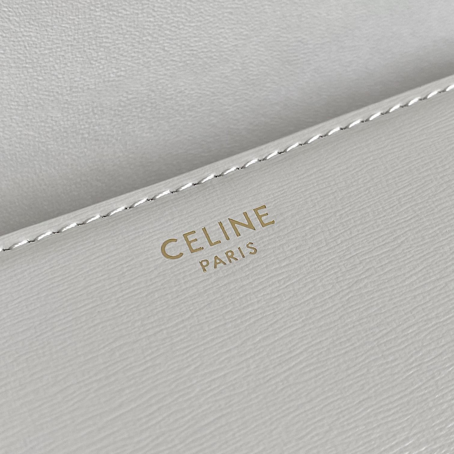 Celine Chain Shoulder Bag Triomphe In Shiny Calfskin - DesignerGu