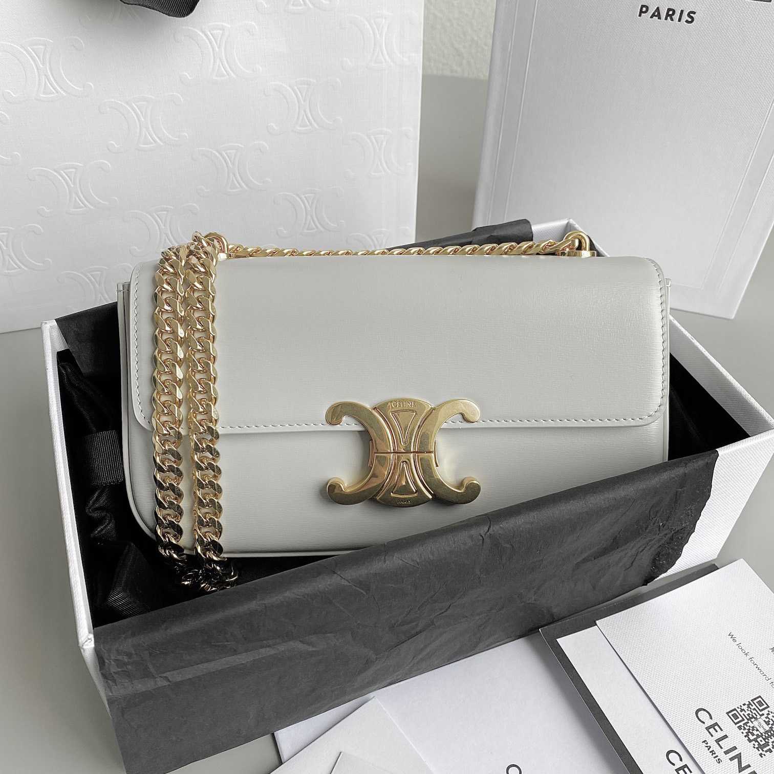 Celine Chain Shoulder Bag Triomphe In Shiny Calfskin - DesignerGu