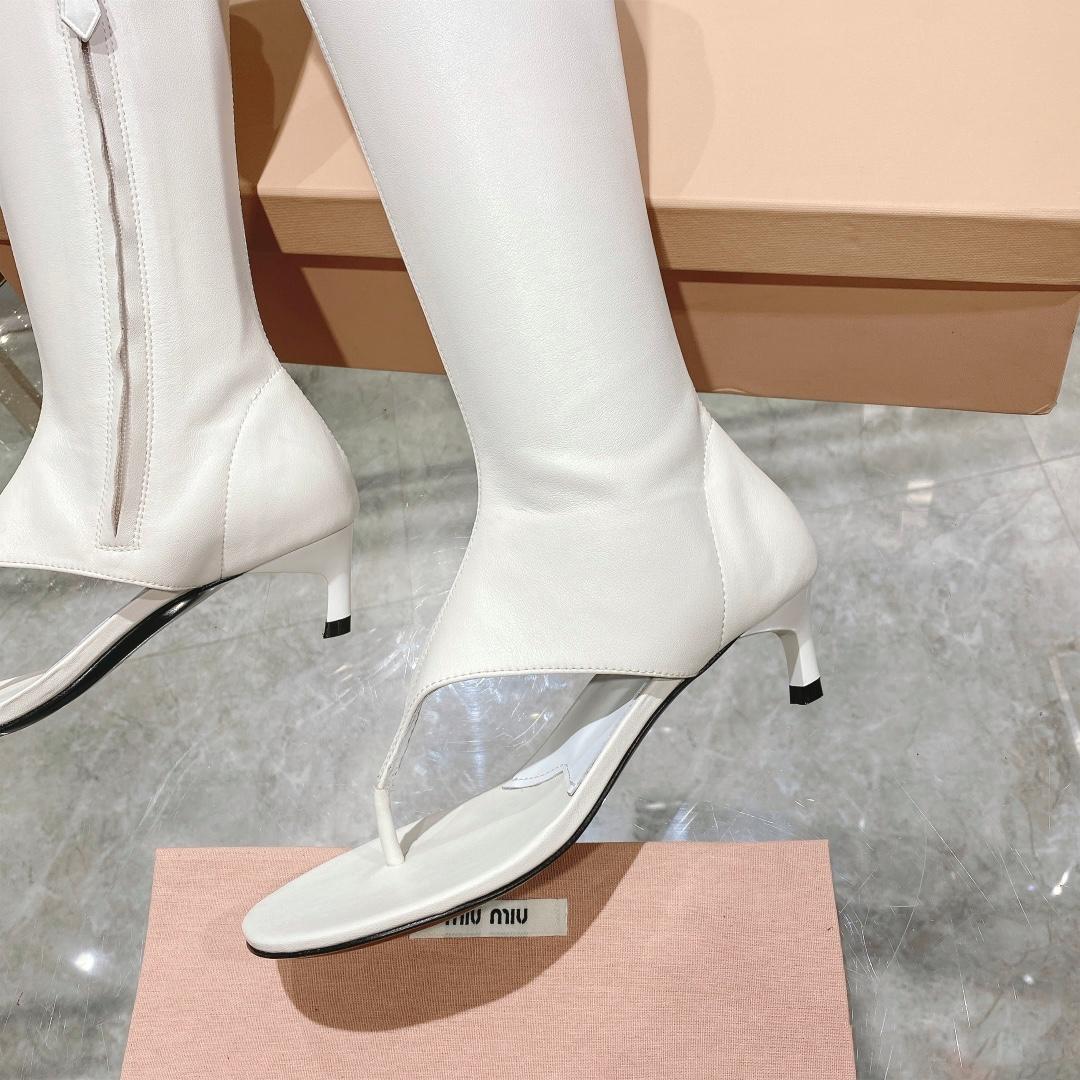 Miu Miu Stretch Nappa Leather Thong Boots - DesignerGu