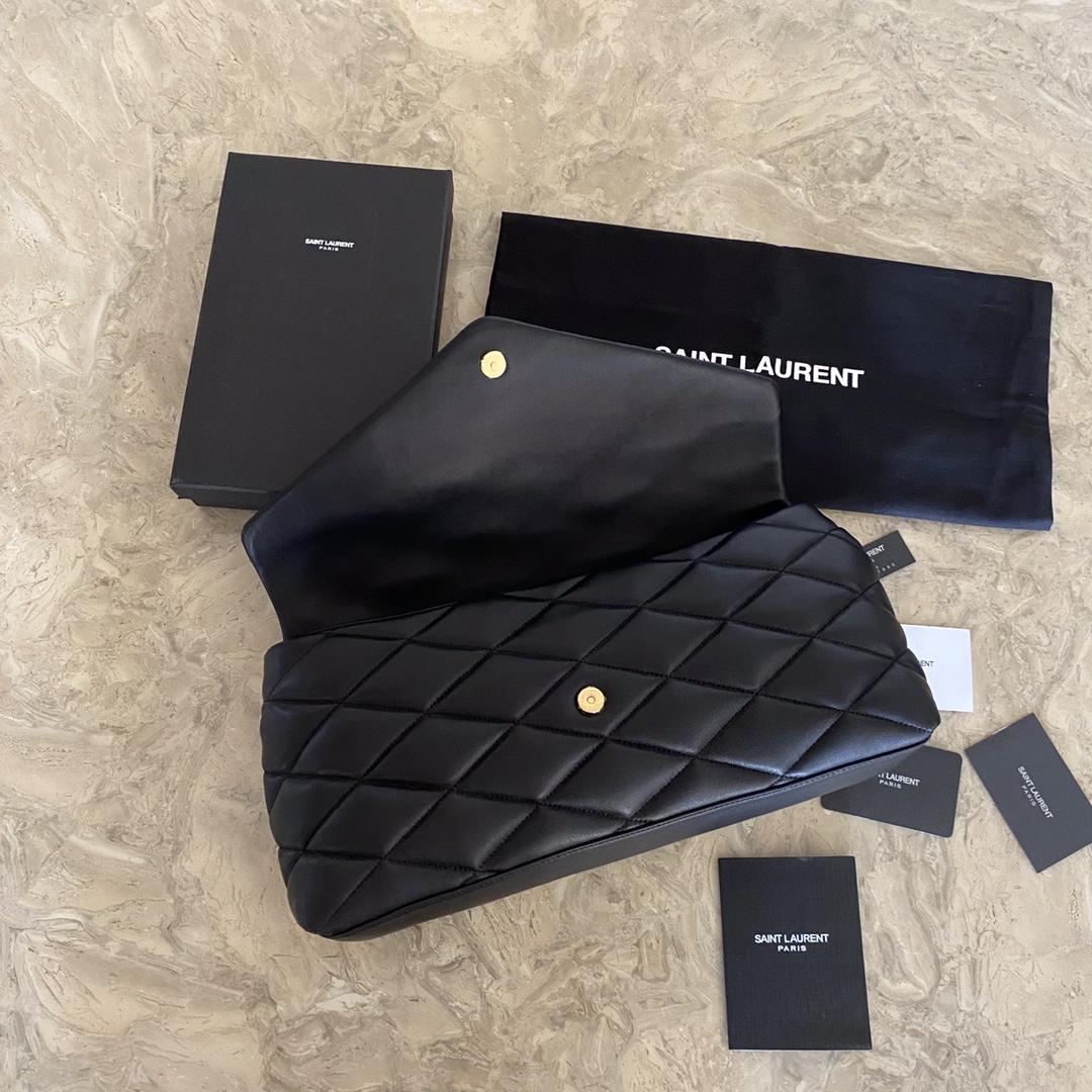 Saint Laurent Sade Puffer Quilted Leather Clutch In Black  - 