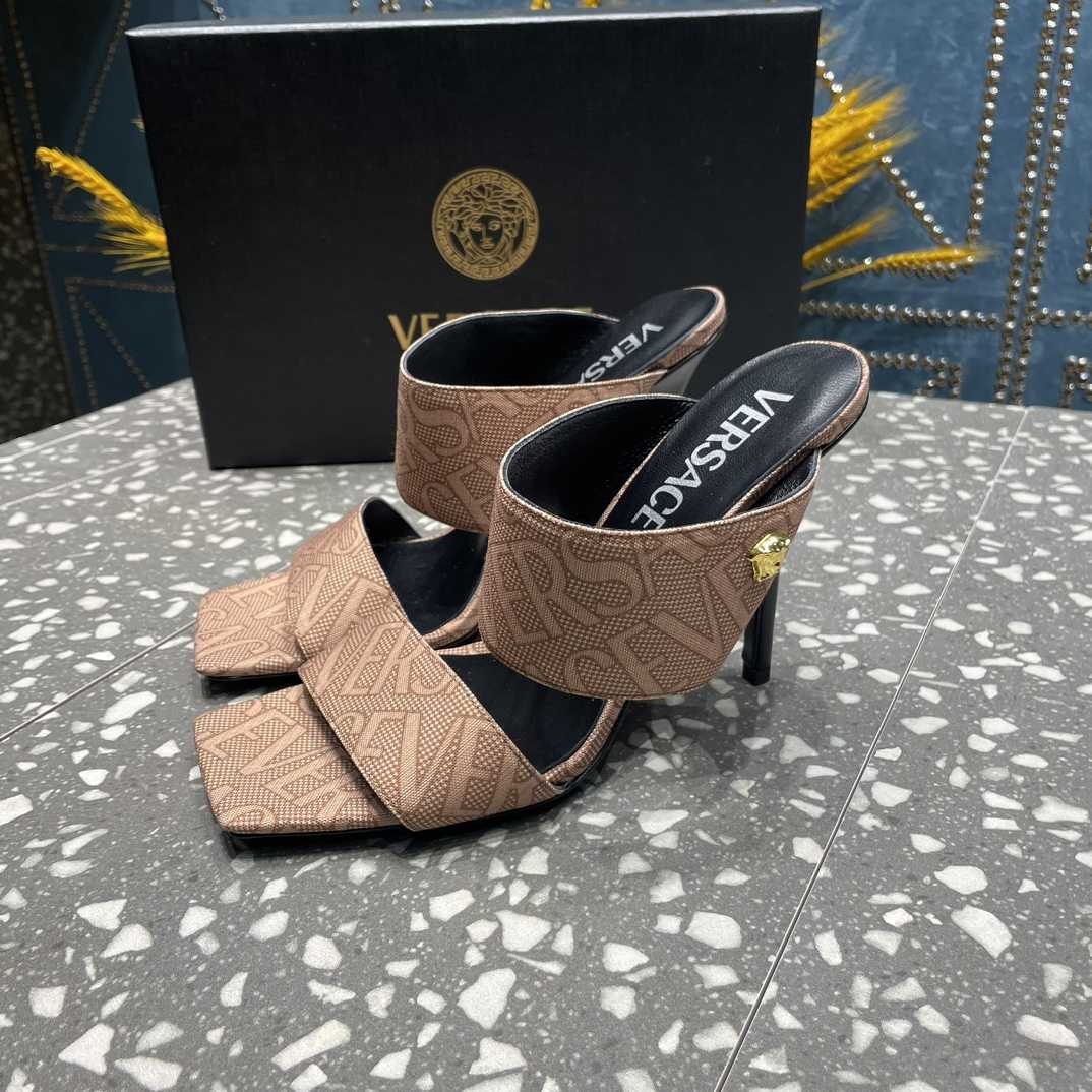 Versace Allover High Heel Mules - DesignerGu