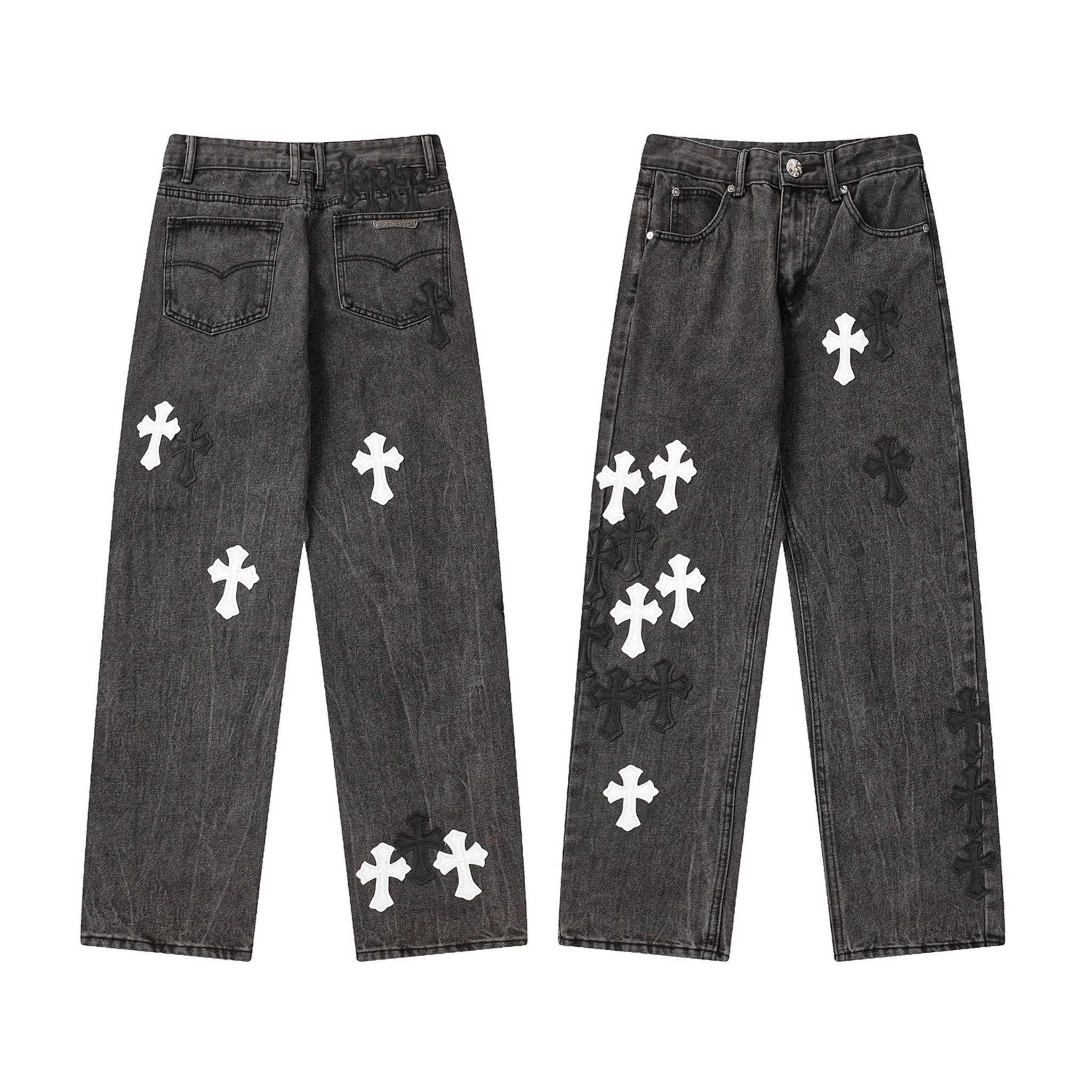Chrome Heart Cross Patch Denim Jeans - DesignerGu