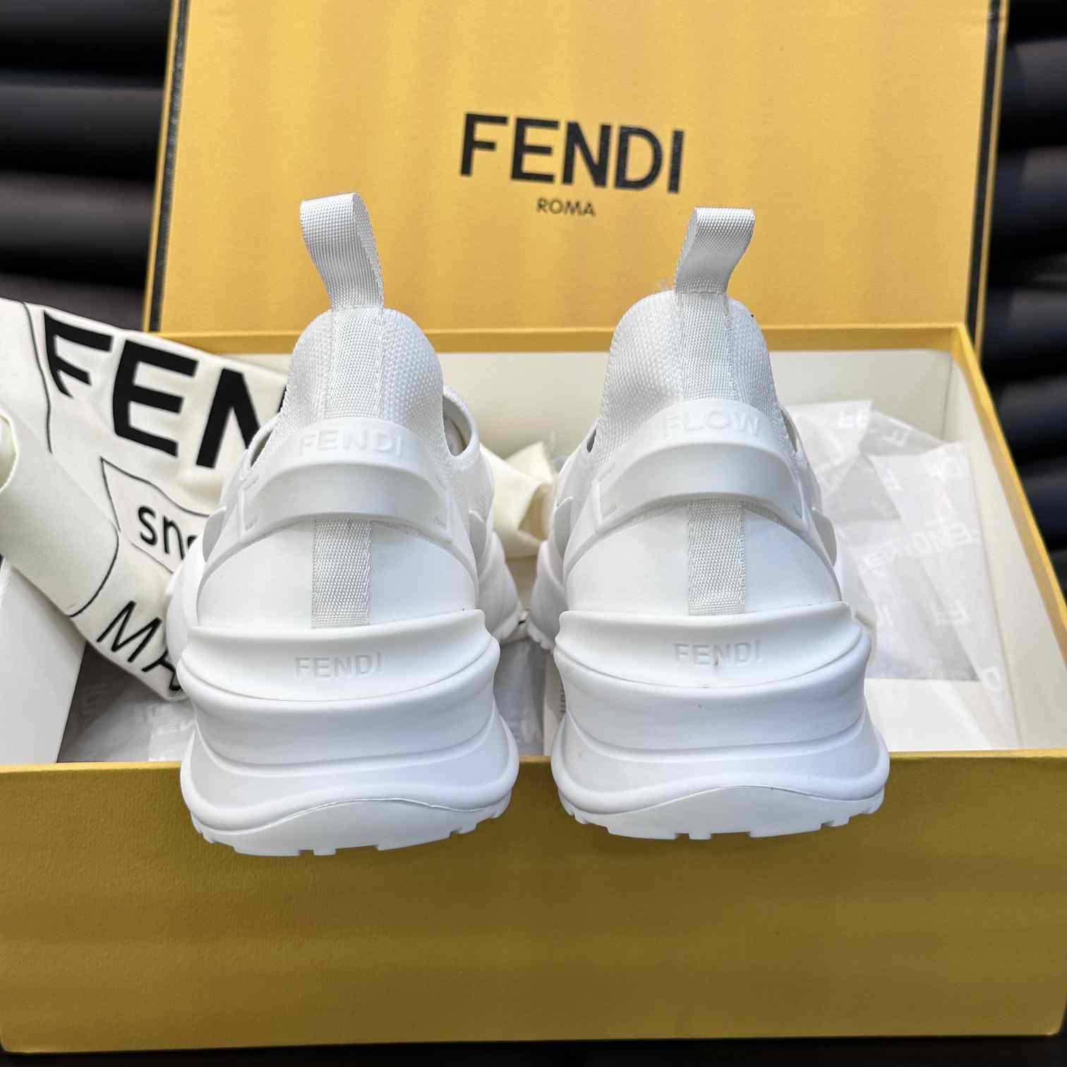 Fendi Flow White Mesh Running Sneakers - 