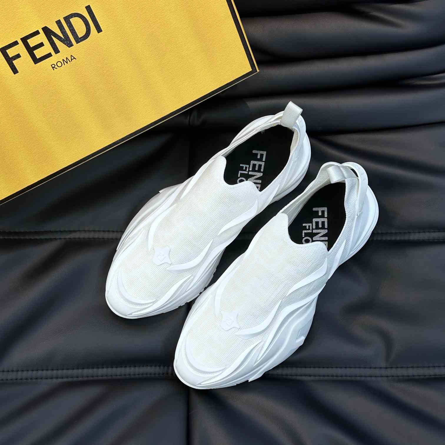 Fendi Flow White Mesh Running Sneakers - 