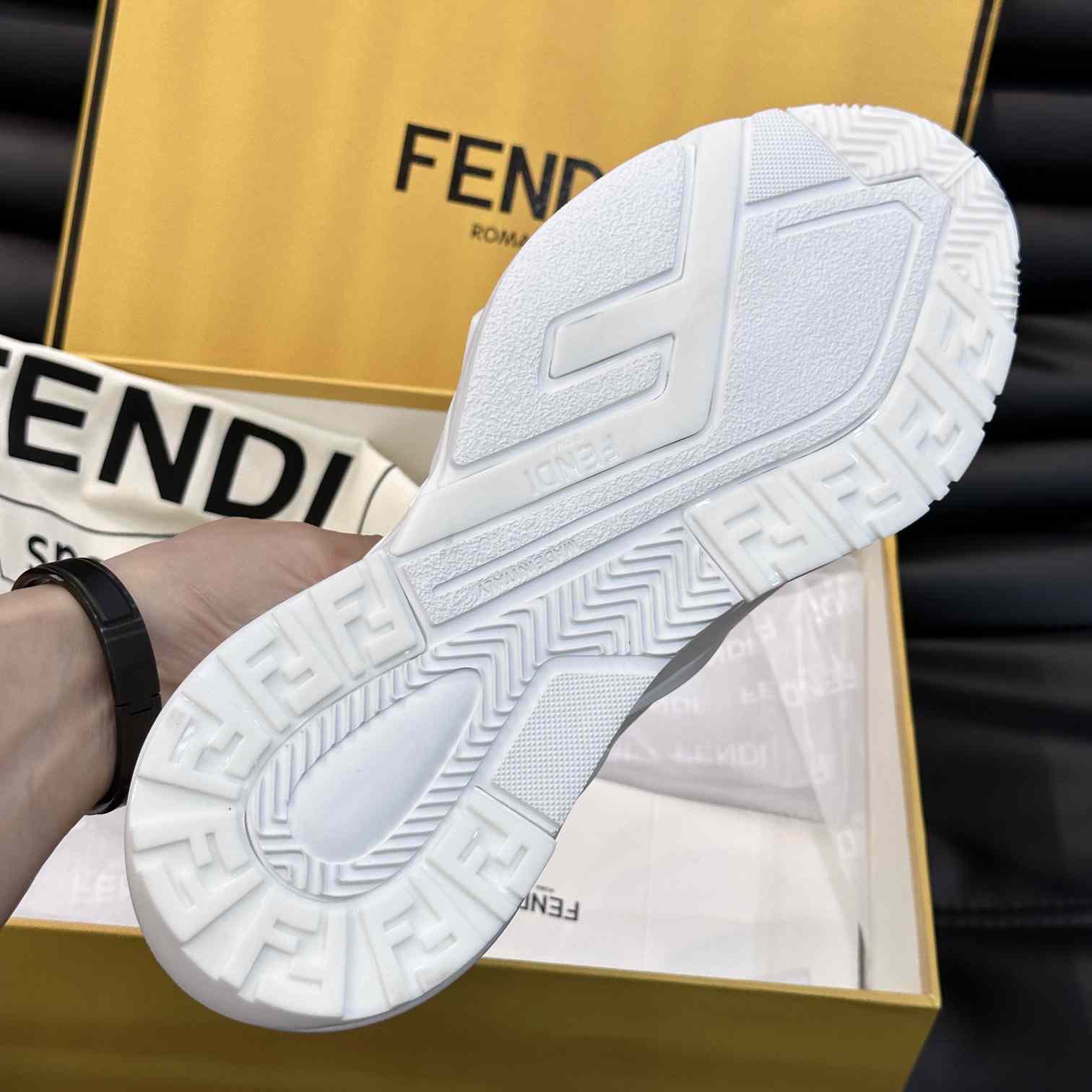 Fendi Flow White Mesh Running Sneakers - 