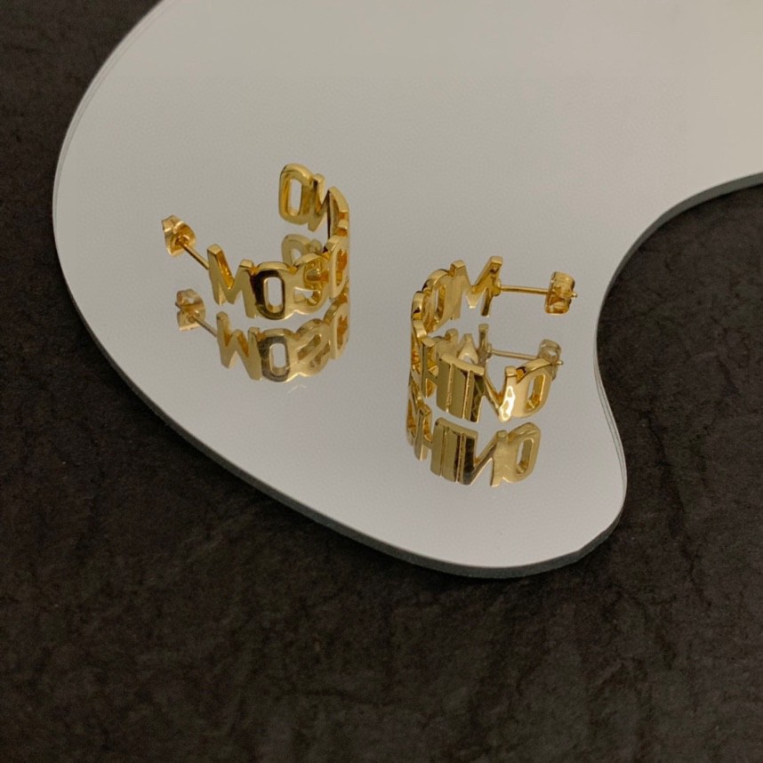 Moschino Logo-lettering Small Hoop Earrings - DesignerGu