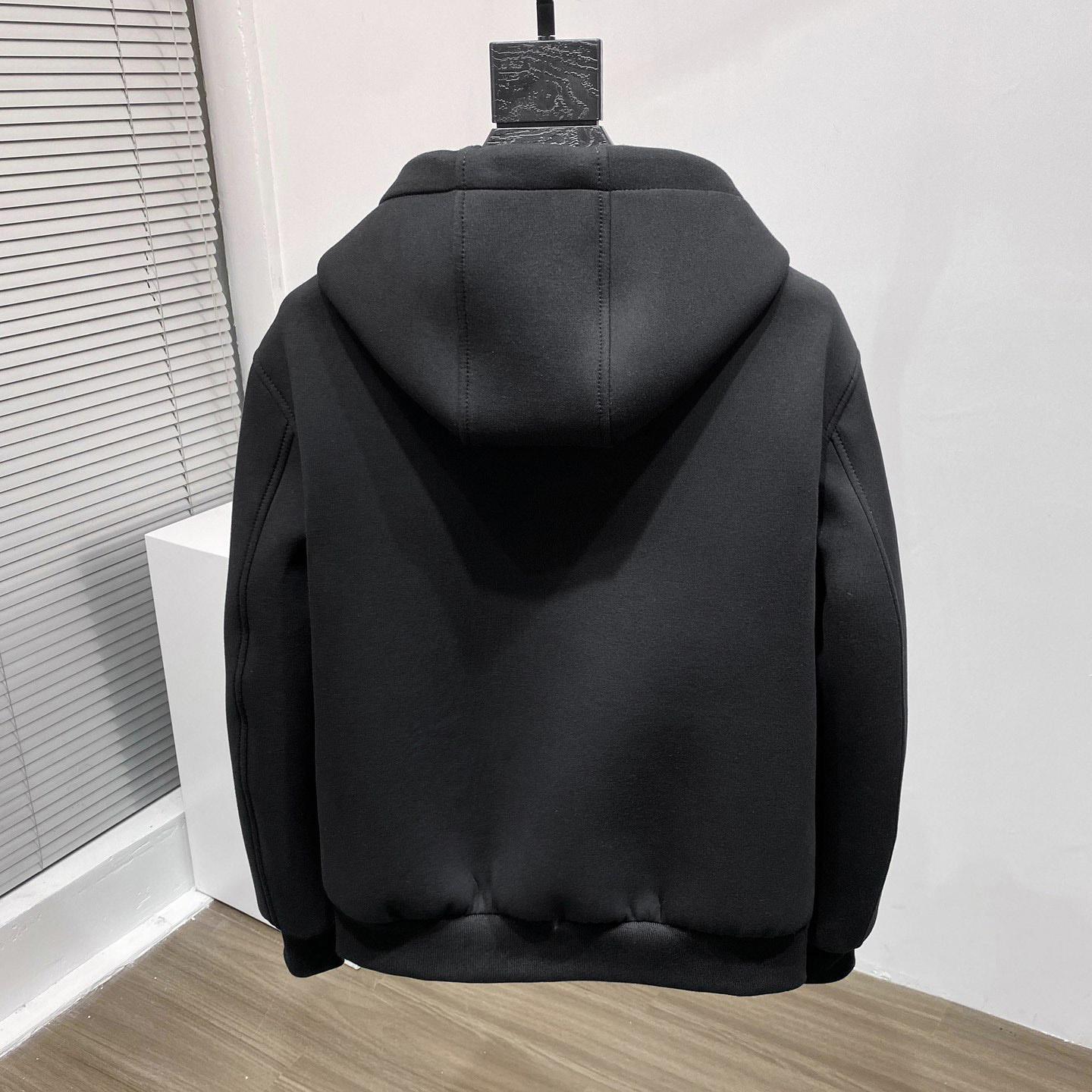 Prada Technical Fleece And Leather Hoodie Jacket - DesignerGu