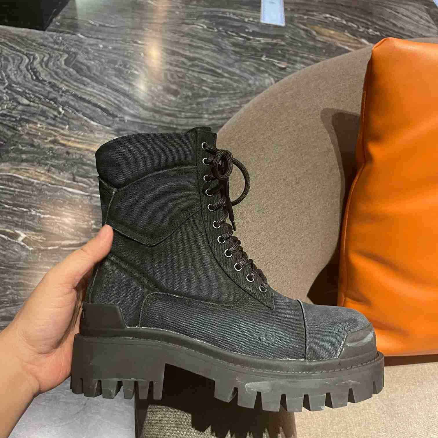 Balenciaga Worn-effect Combat Boots - 