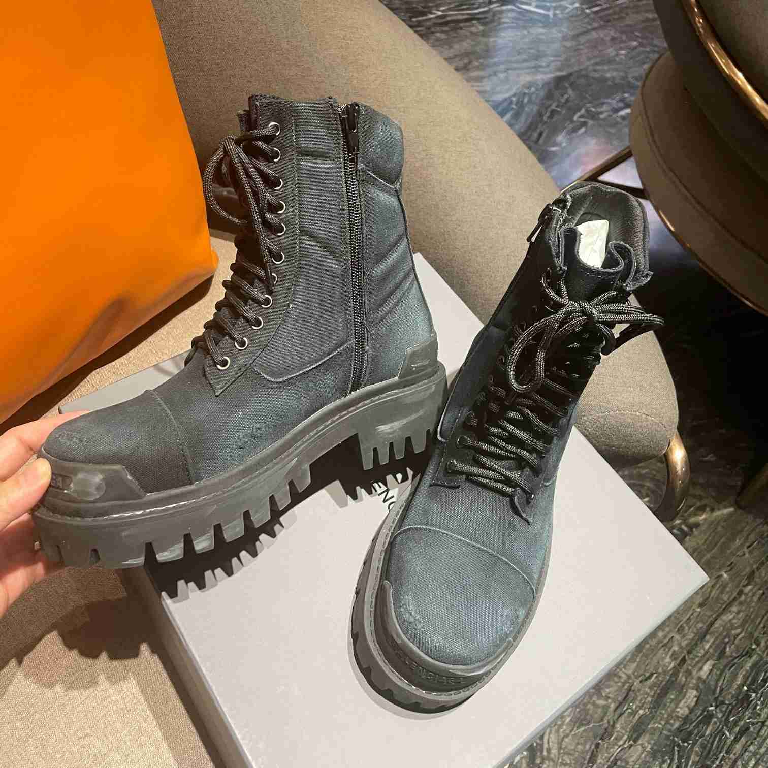 Balenciaga Worn-effect Combat Boots - 