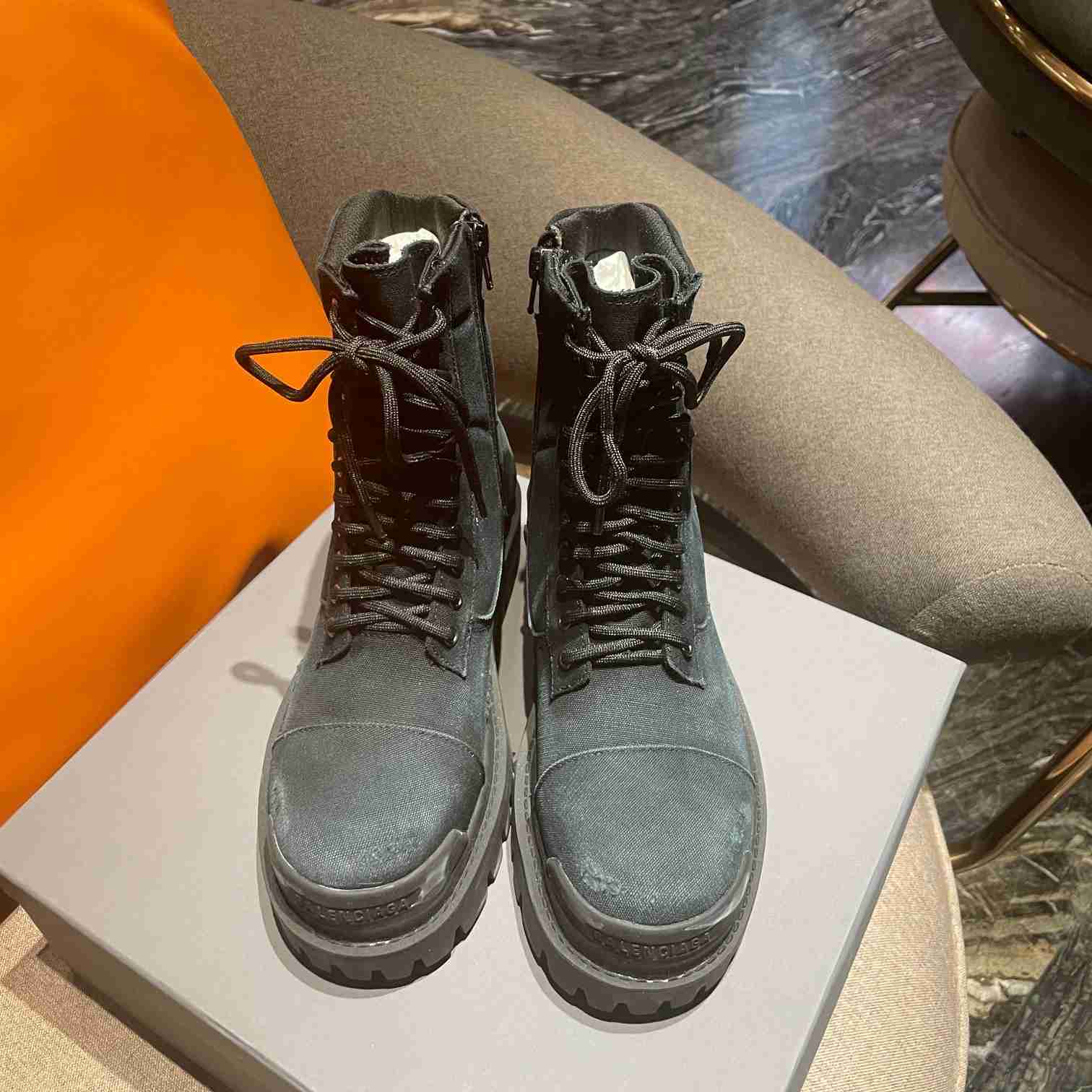 Balenciaga Worn-effect Combat Boots - 