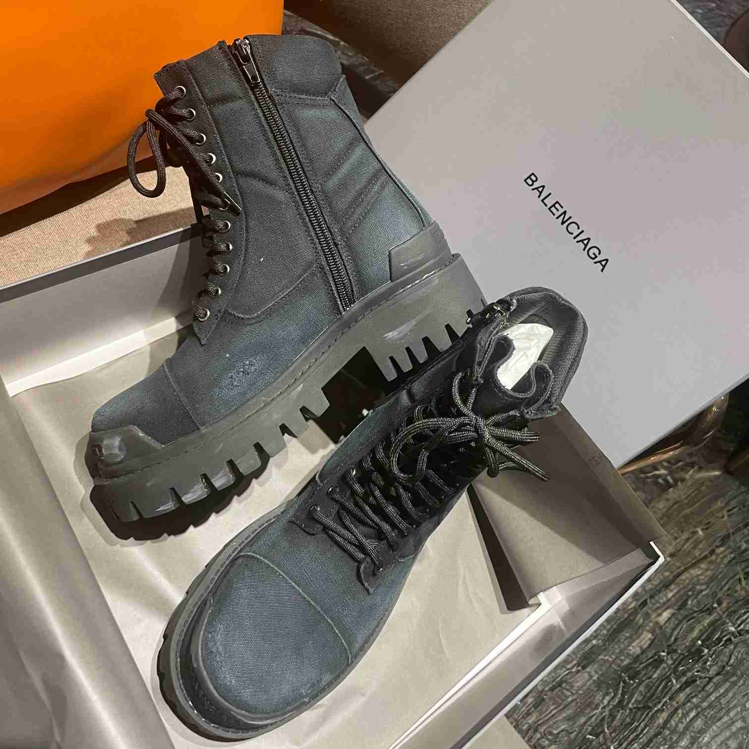 Balenciaga Worn-effect Combat Boots - 