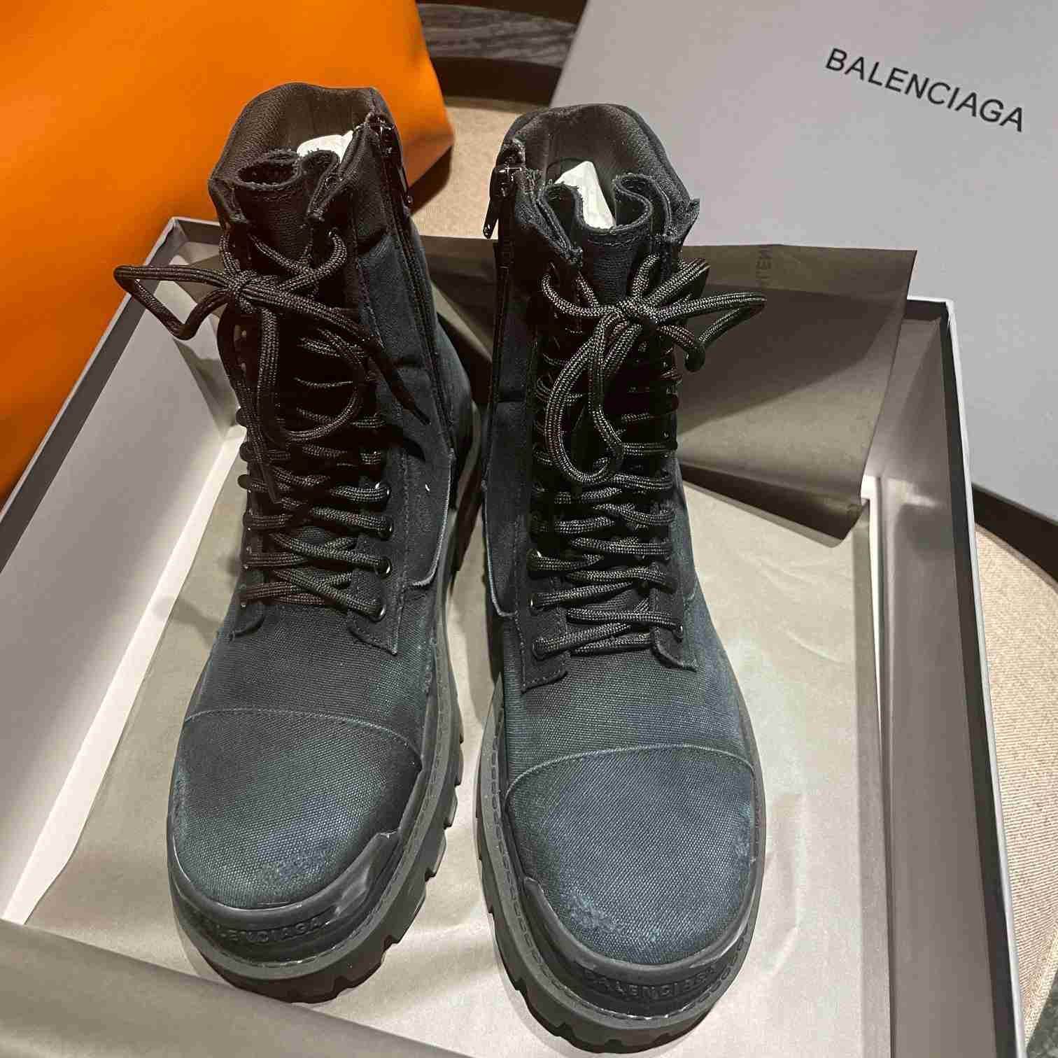 Balenciaga Worn-effect Combat Boots - 