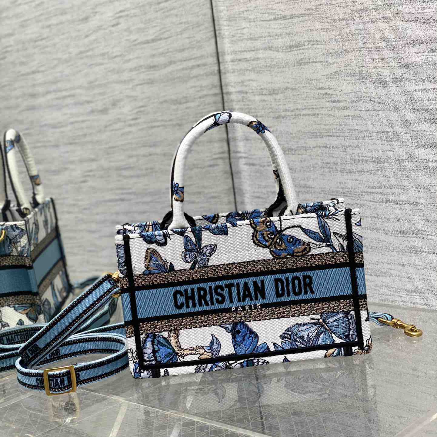 Dior Mini Dior Book Tote With Strap - DesignerGu