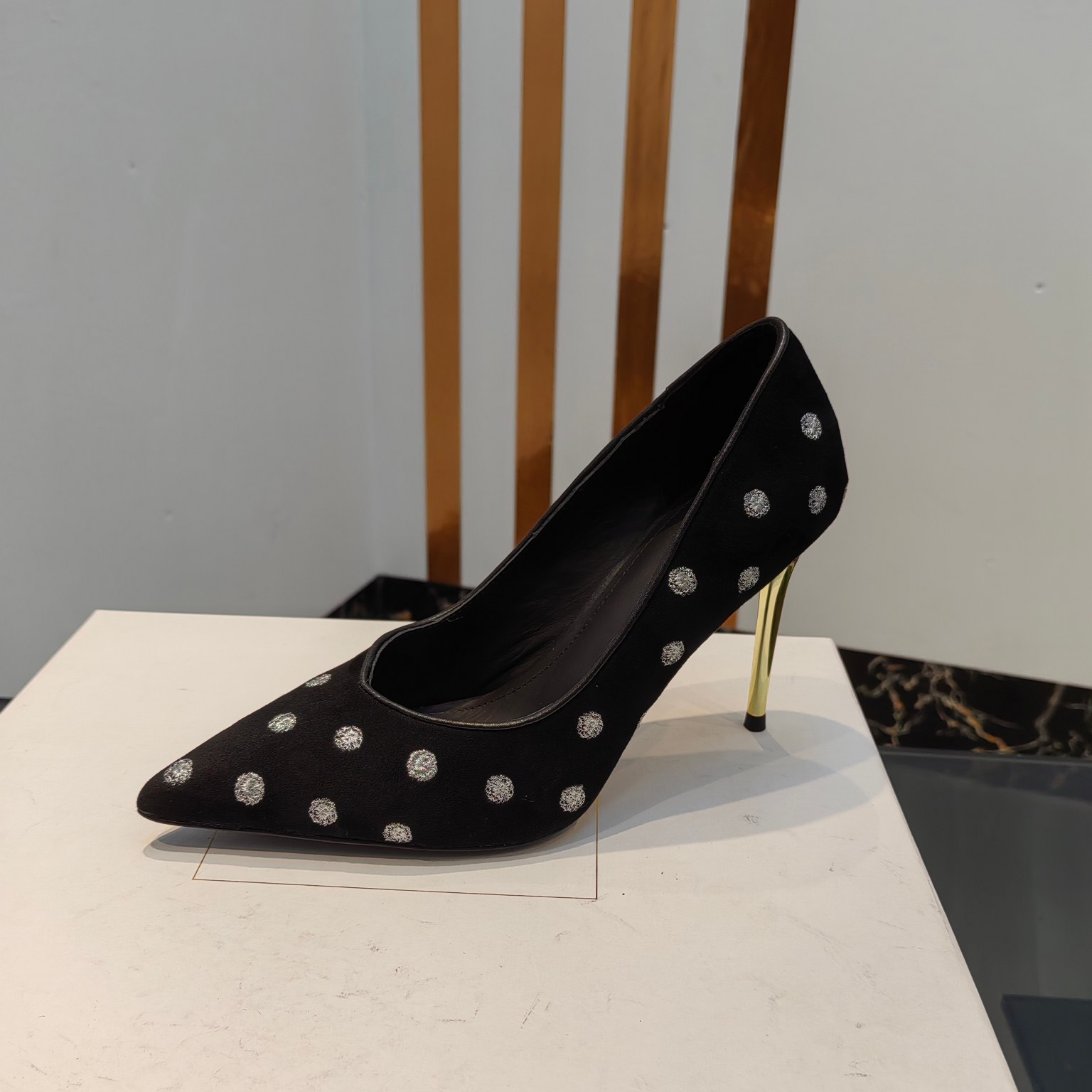 Balmain Polka Dot Velvet Pumps  - DesignerGu