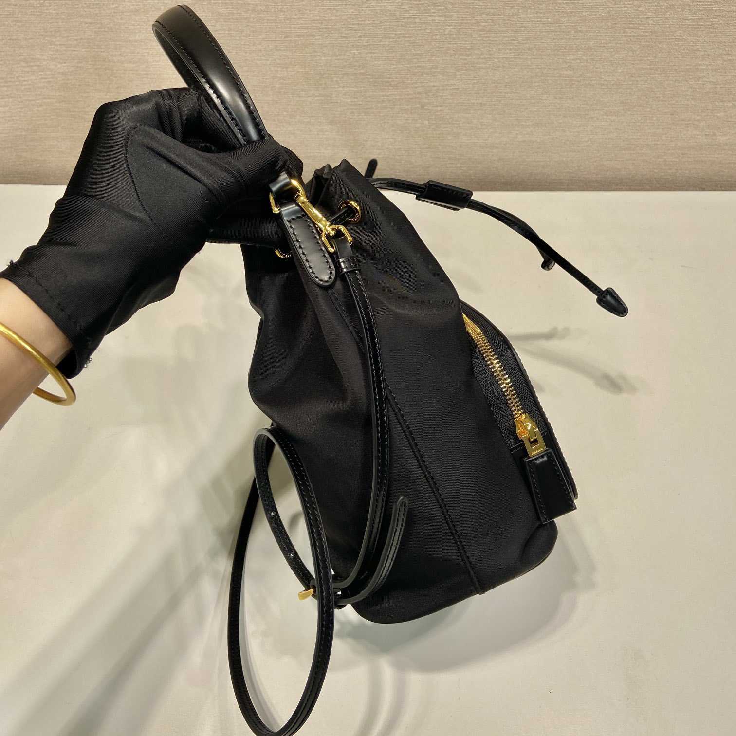 Prada Duet Re-Nylon And Brushed Bucket Bag - 