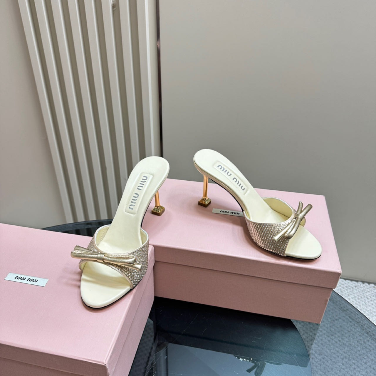 Miu Miu Satin Sandals - 