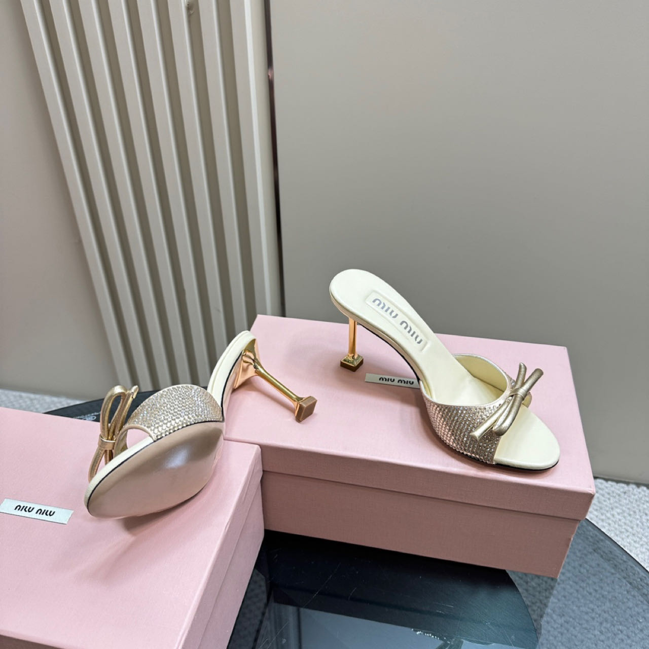 Miu Miu Satin Sandals - 