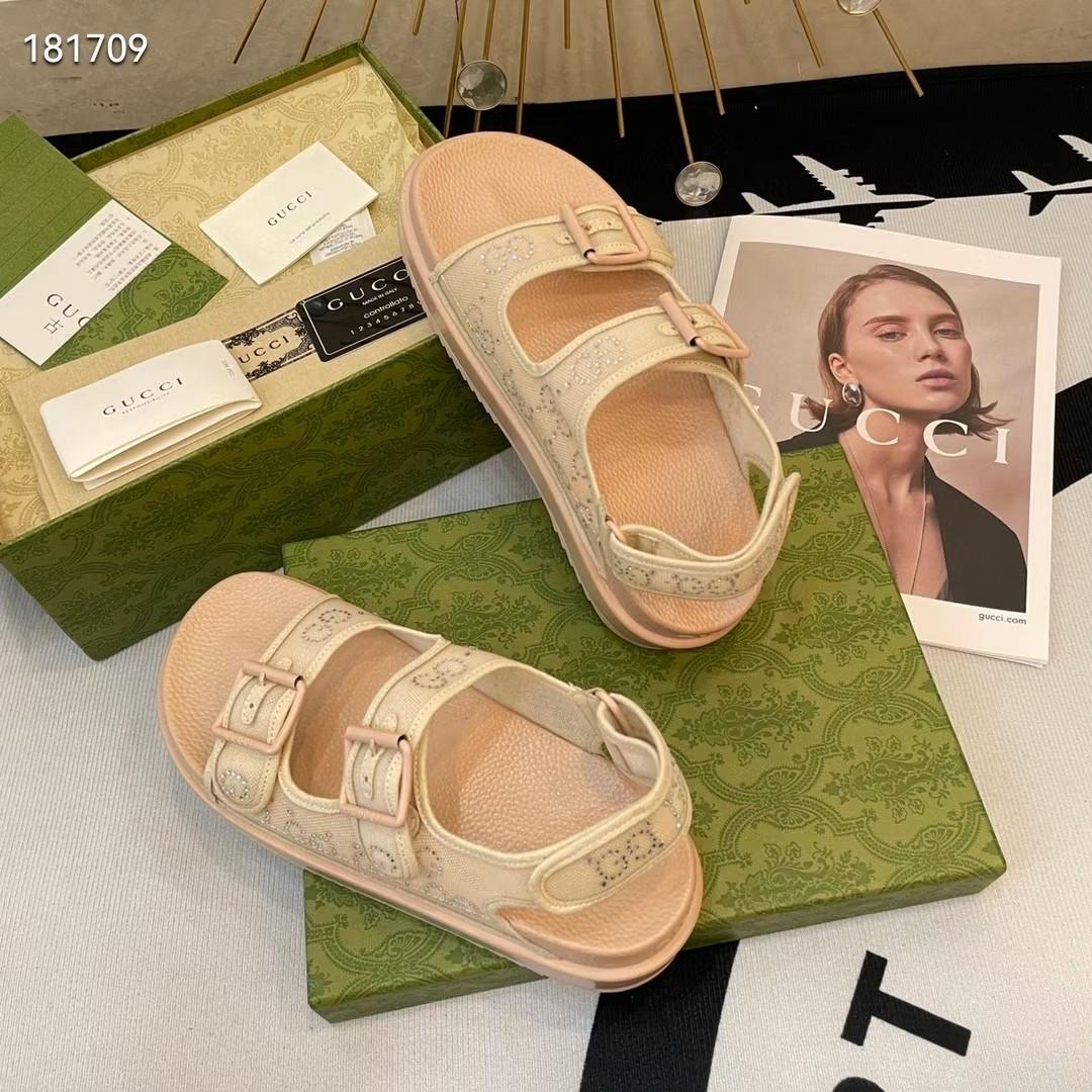 Gucci Women's GG Sandal With Crystals - 