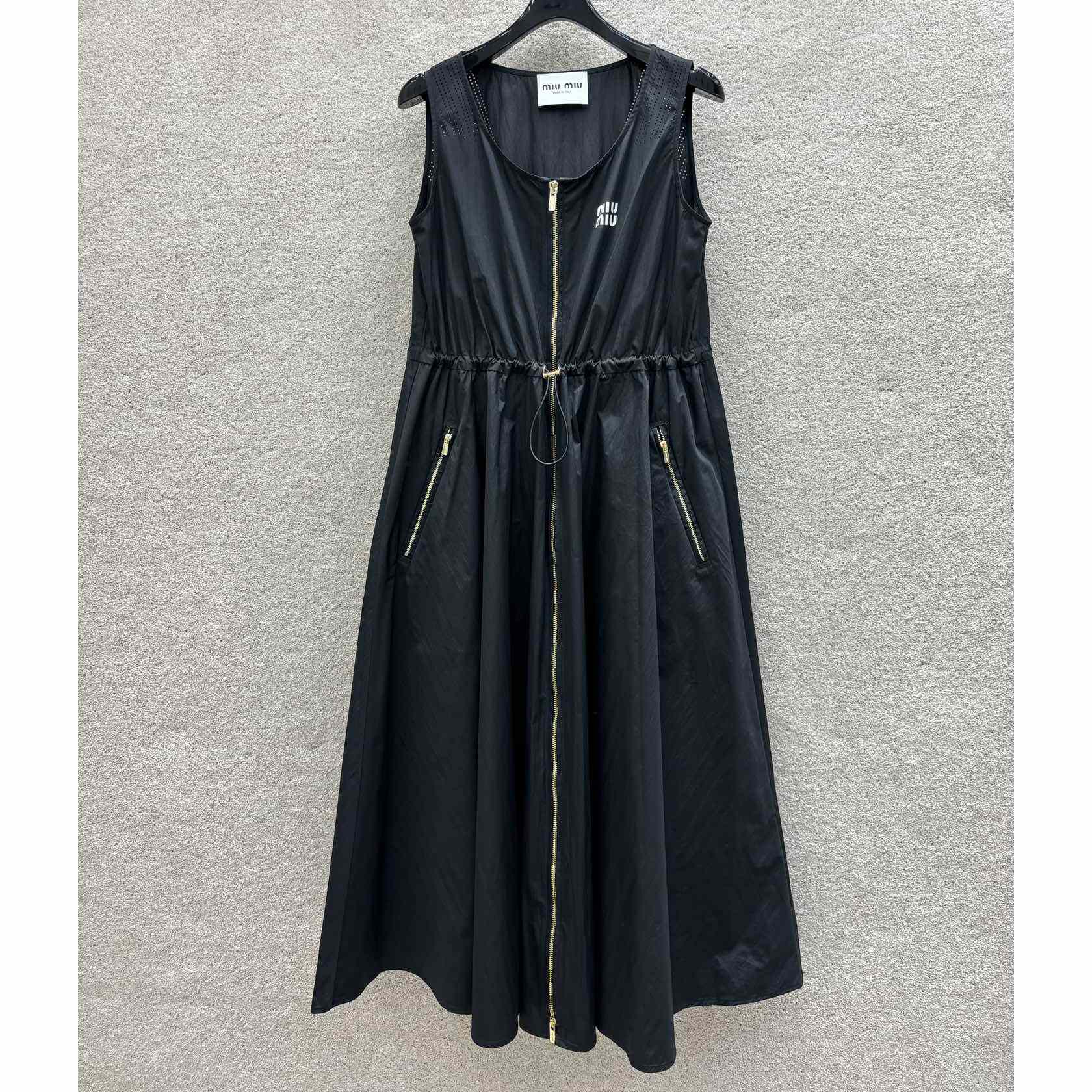 Miu Miu Sleeveless Technical Silk Dress - DesignerGu