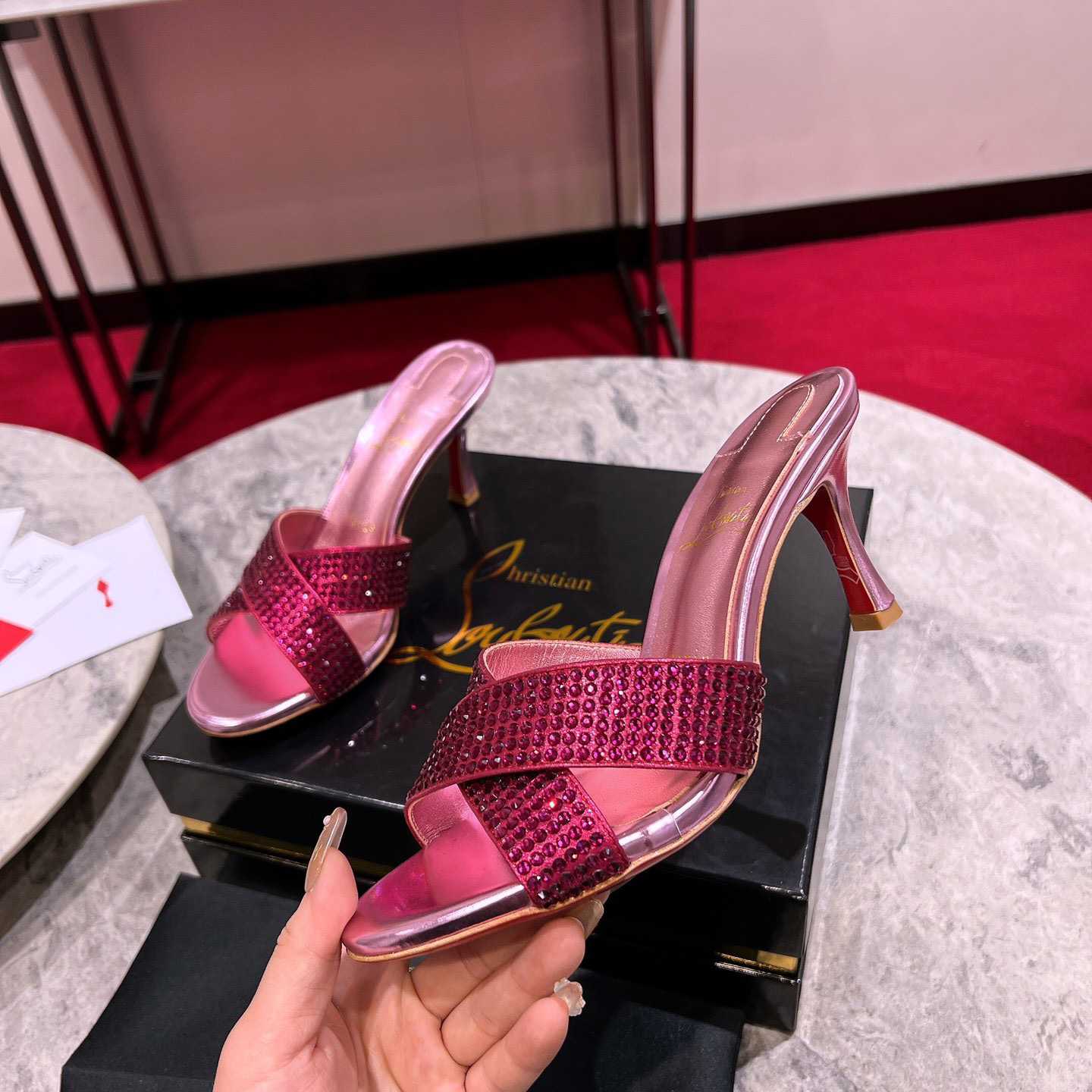 Christian Louboutin Mariza Is Back Strass 85mm Mules Sandals - DesignerGu