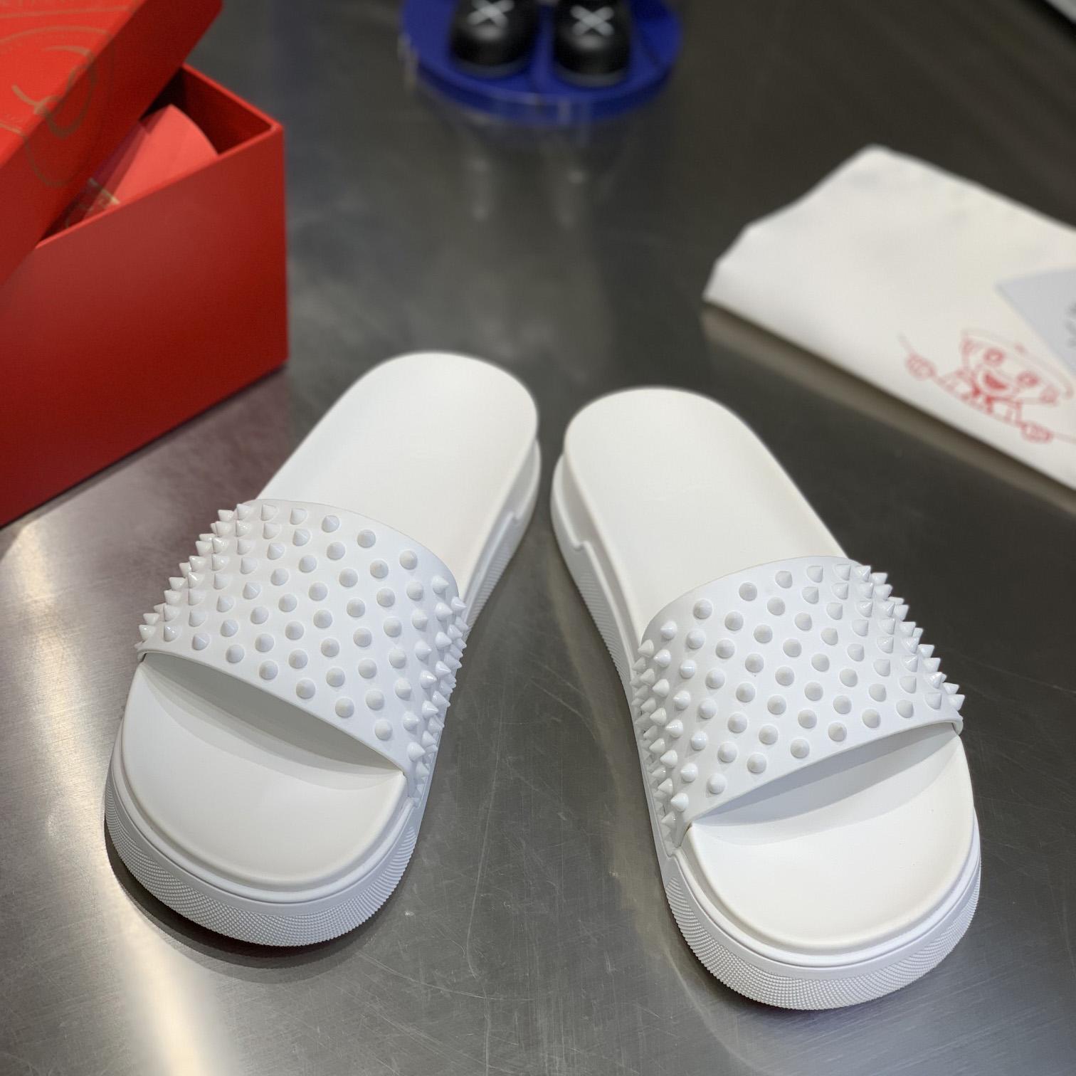 Christian Louboutin Pool Fun Spiked Slides - DesignerGu