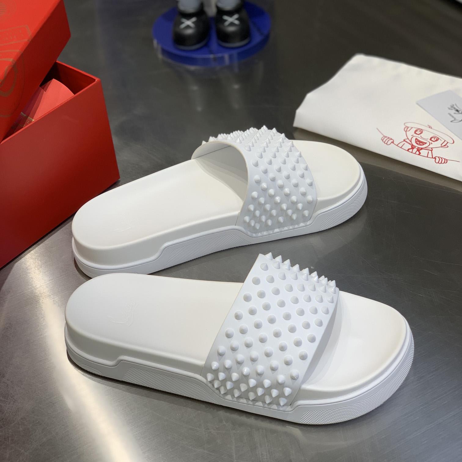 Christian Louboutin Pool Fun Spiked Slides - 