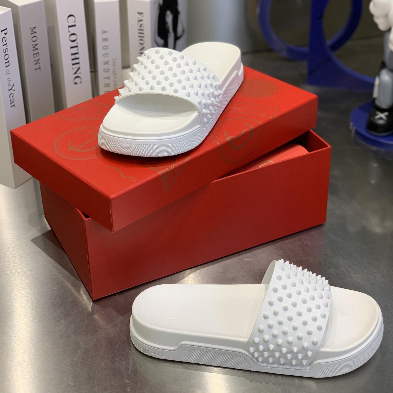 Christian Louboutin Pool Fun Spiked Slides - 