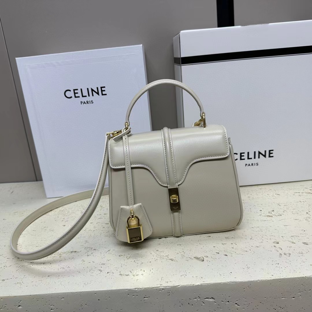 Celine Small 16 Bag In Satinated Calfskin  (17.5-14-7cm) - DesignerGu