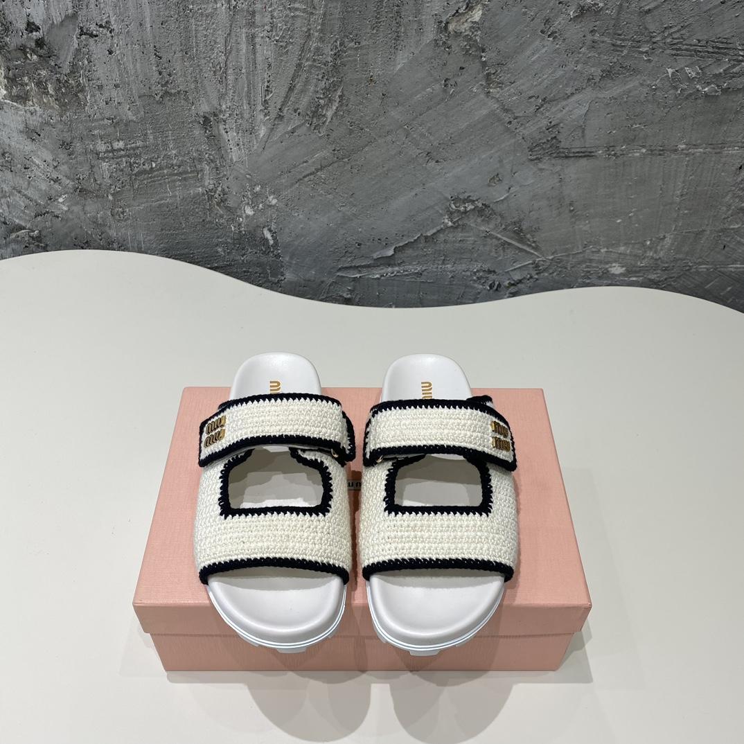 Miu Miu Crochet Knit Slides - DesignerGu