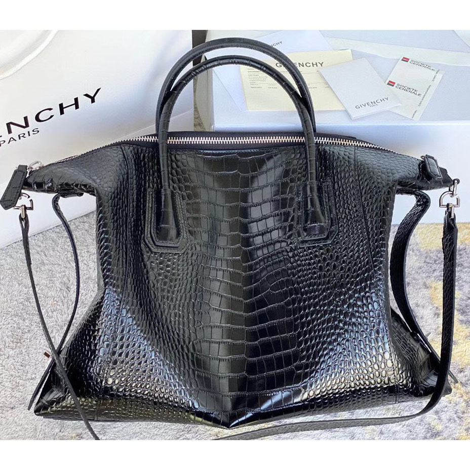 Givenchy Antigona Bag In Crocodile Effect Leather (45x9x35cm) - 